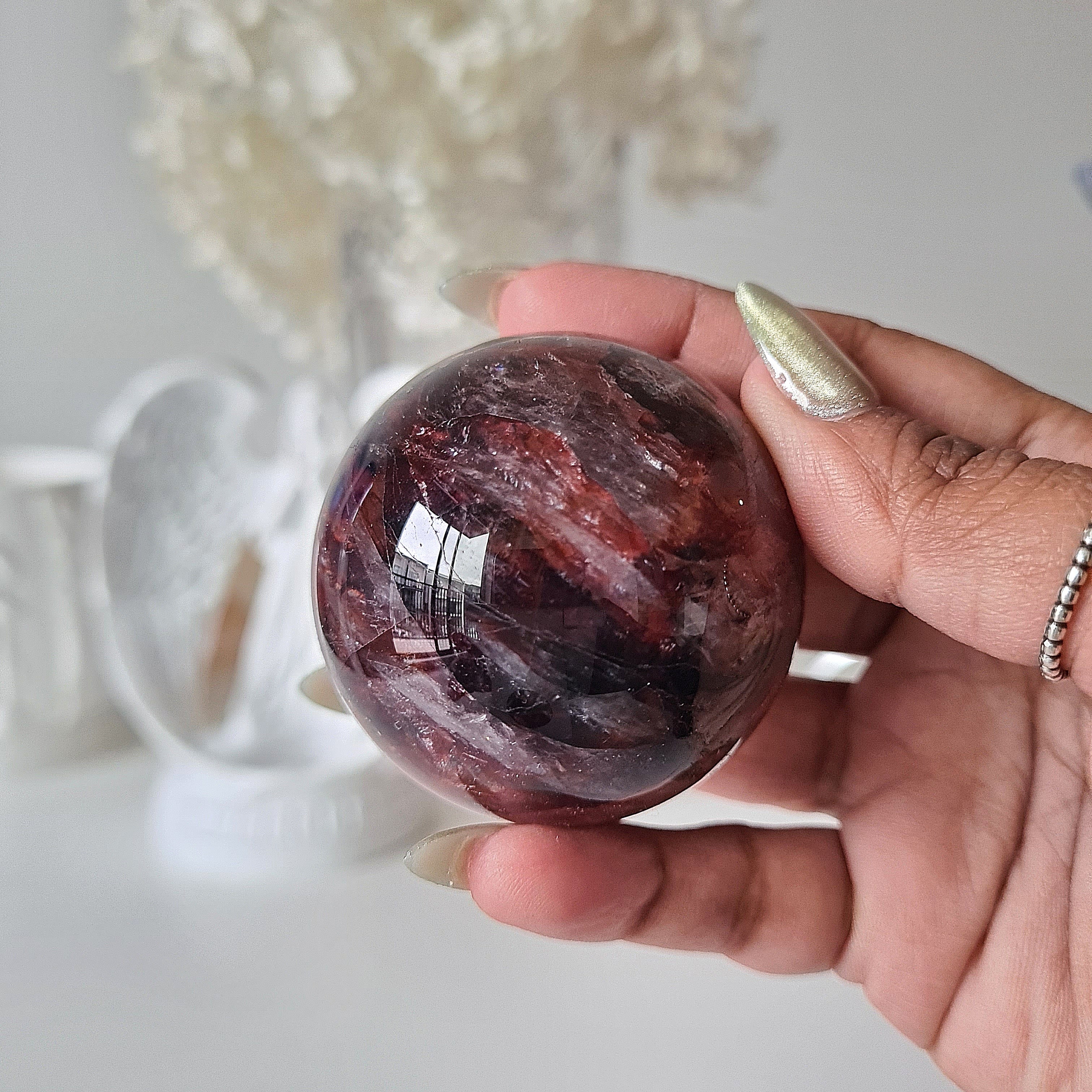 Guardian angel π stand with Hematoid crystal sphere