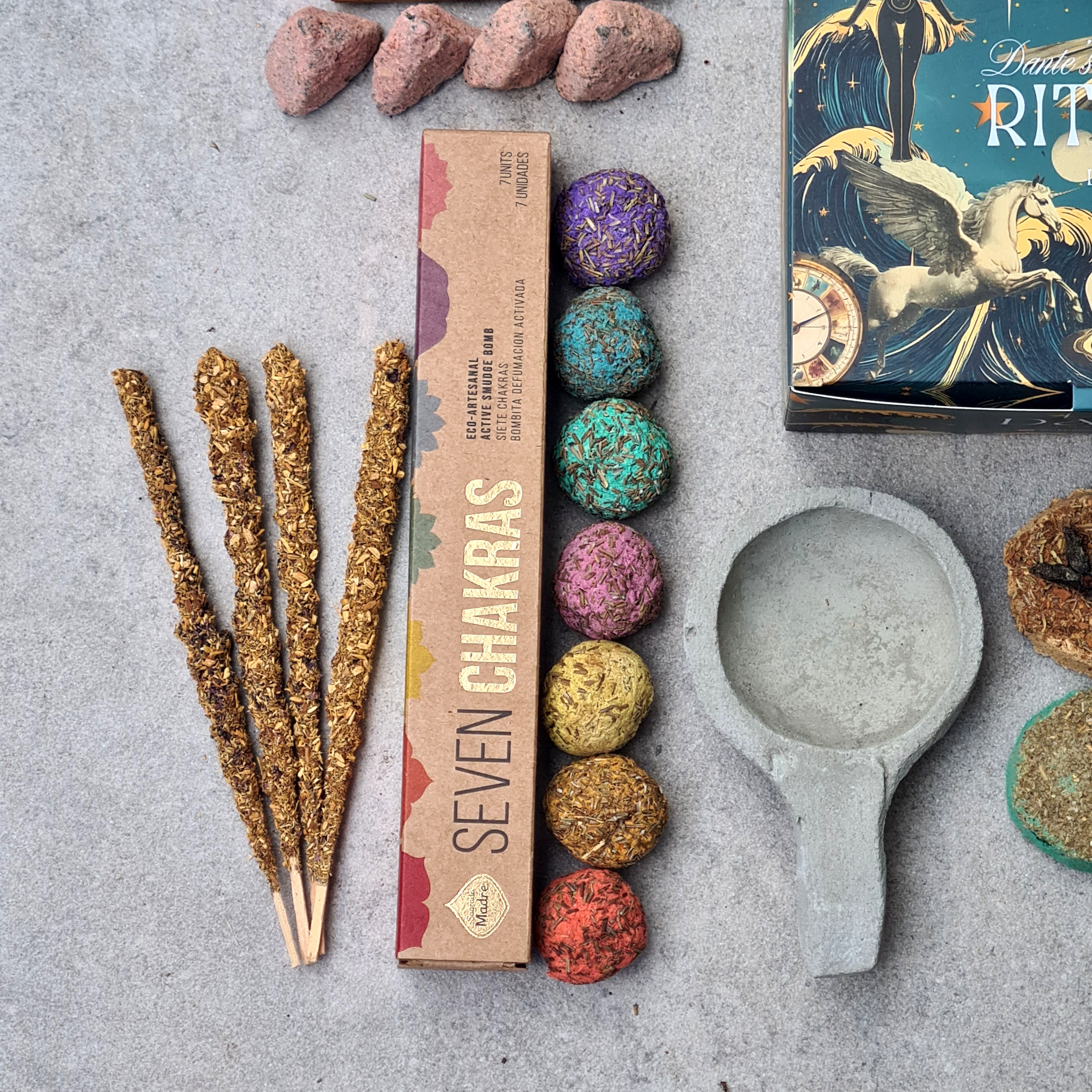 Ultimate Spiritual Cleansing Kit | Chakra Smudge Bombs, Palo Santo Incense, Triangle Incense, Charcoal Discs, Bombas & Burner