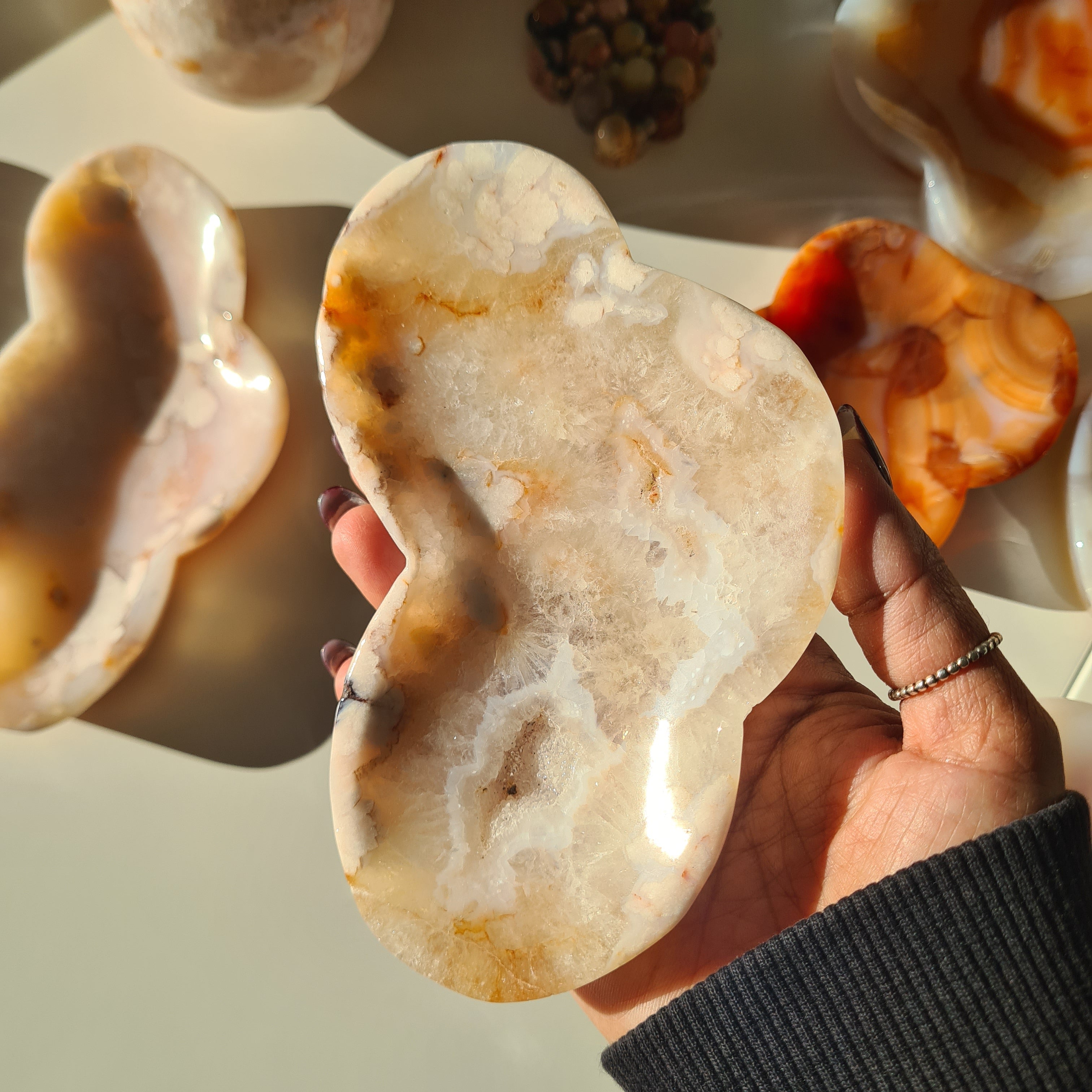 Carnelian Flower Agate Bowl | G | 14 cm