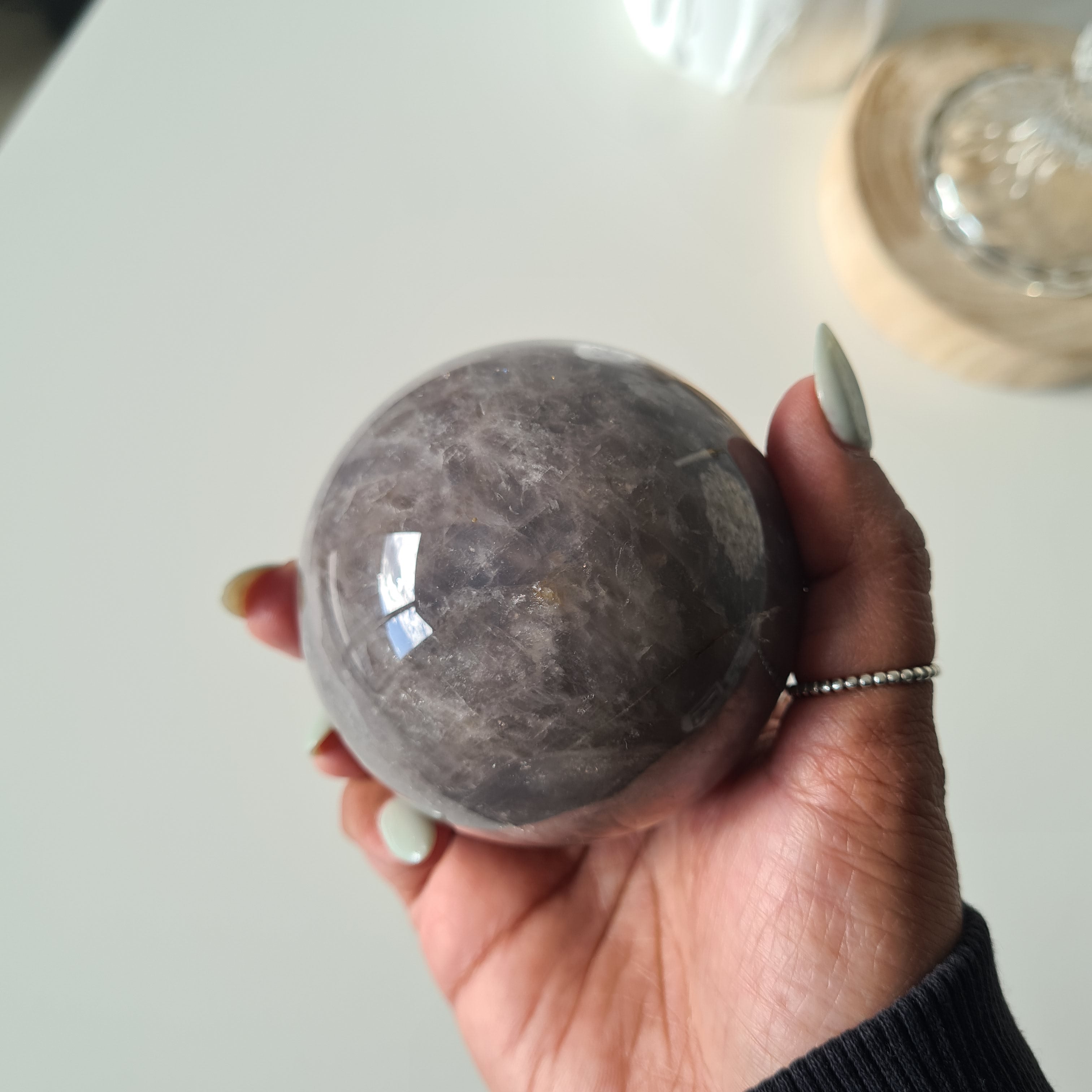 Blue Rose Quartz Sphere with stand | C | 430 g