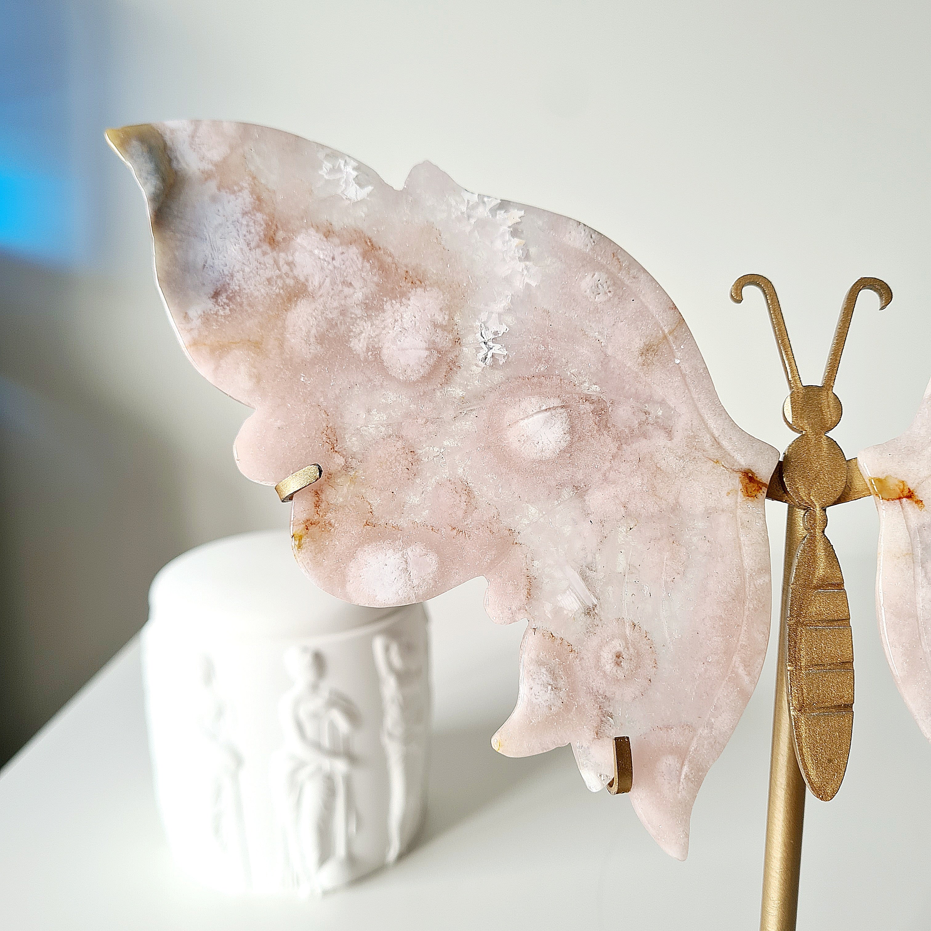 Flower Agate Butterfly π¦ | 24 cm tall with stand
