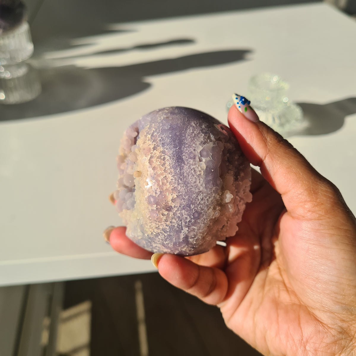 Grape Agate π Sphere With Glass Stand | D