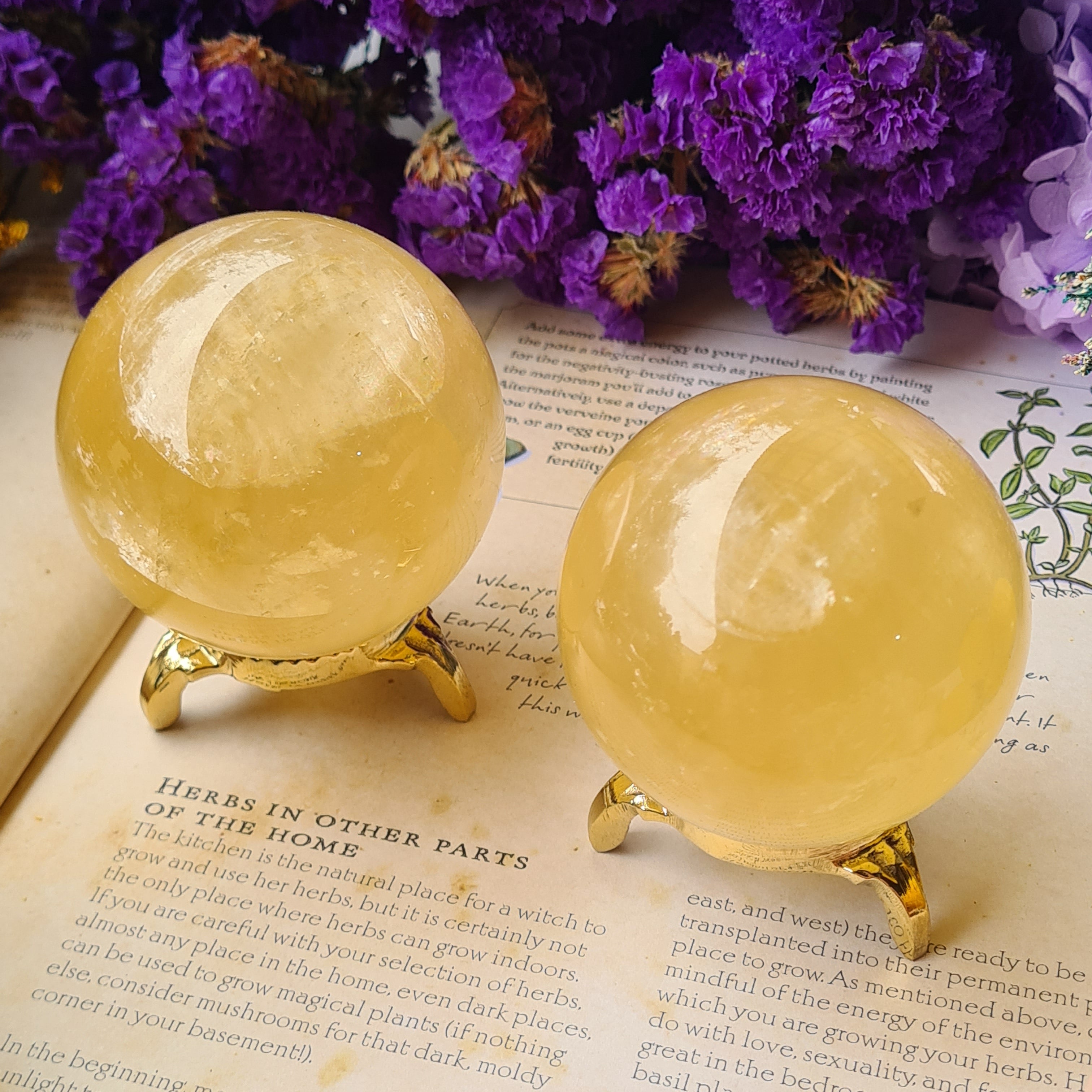 Honey Calcite Sphere With Stand | 1 Piece