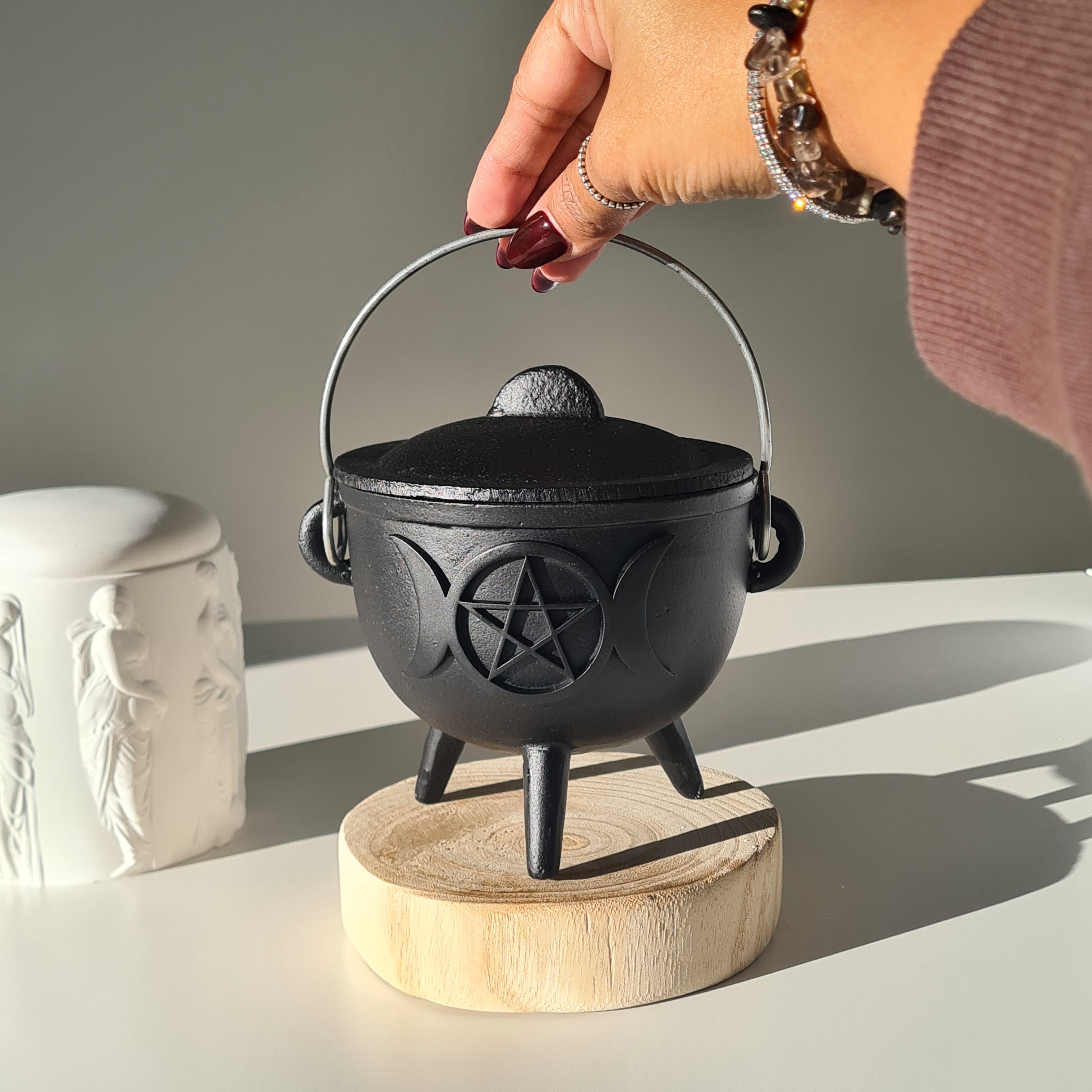 Cast Iron Ritual Cauldron | Triple Moon