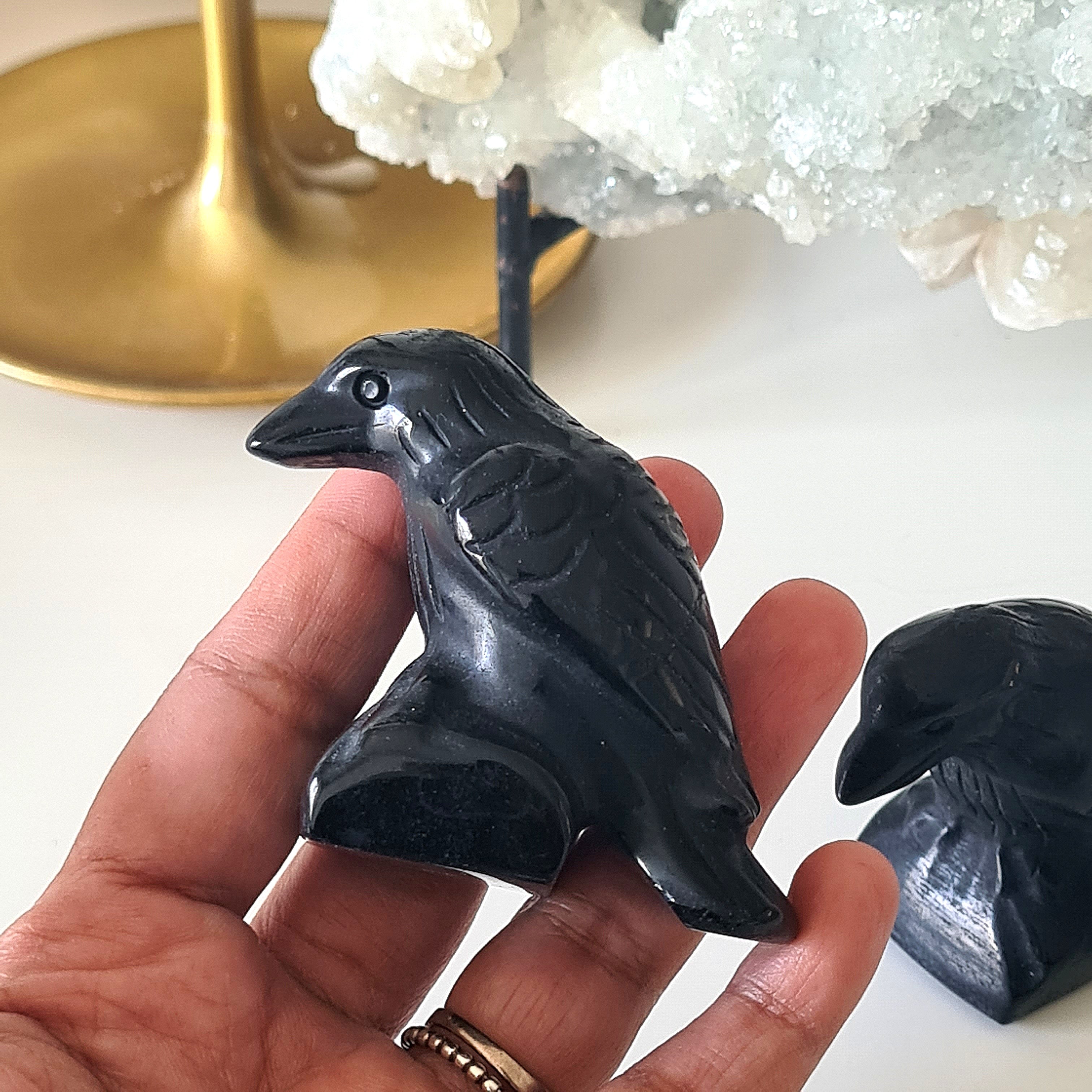 Obsidian Raven Carving | Guardian of Protection & Insight | 70 g | 1 Piece