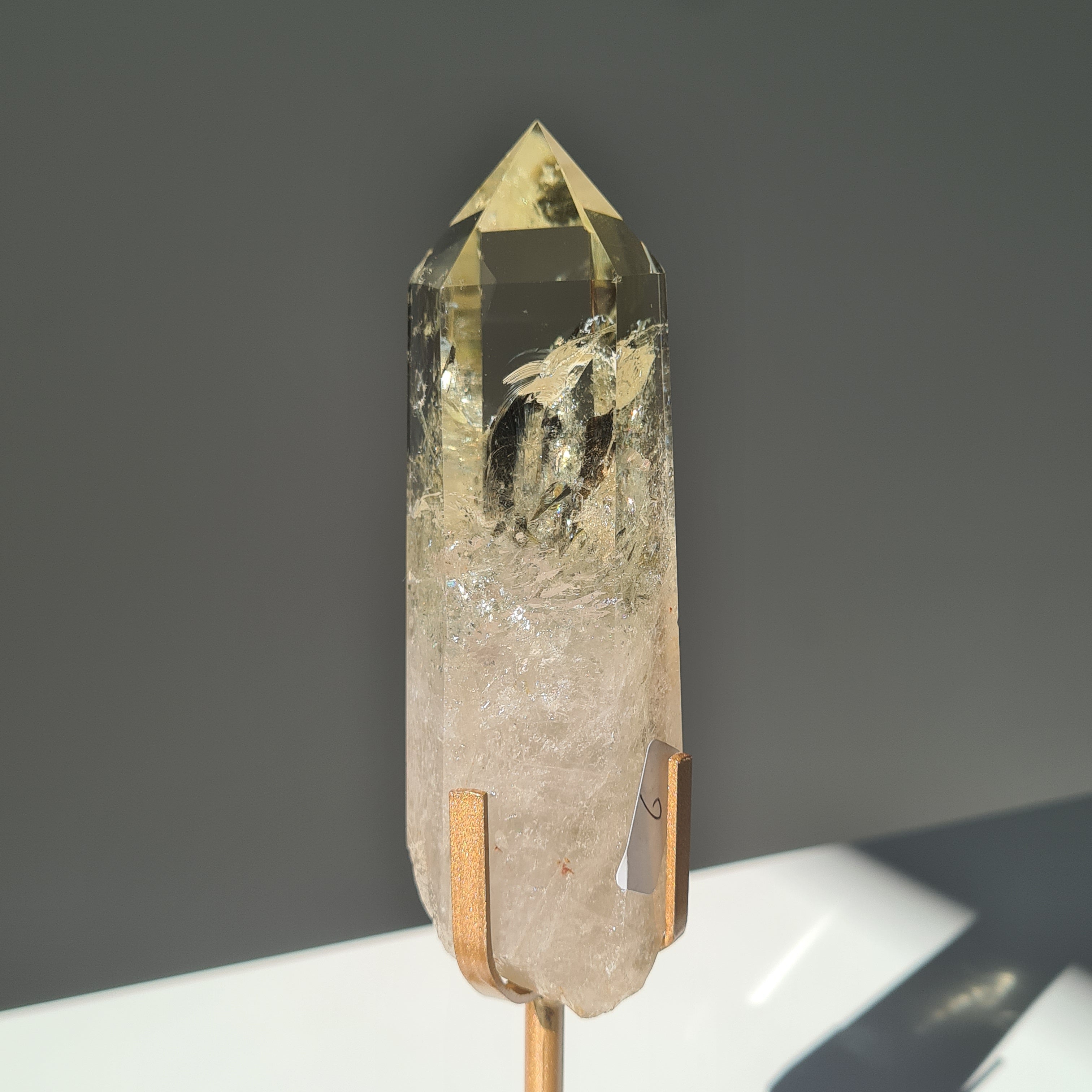 Citrine Crystal Wand With stand | Light Shade | A | Appx 18 cm tall including stand