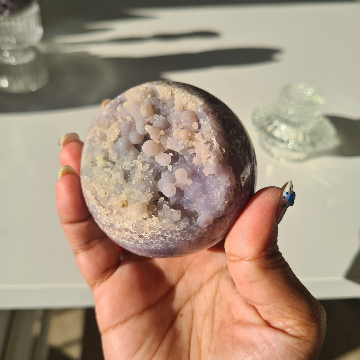 Grape Agate π Sphere With Glass Stand | D