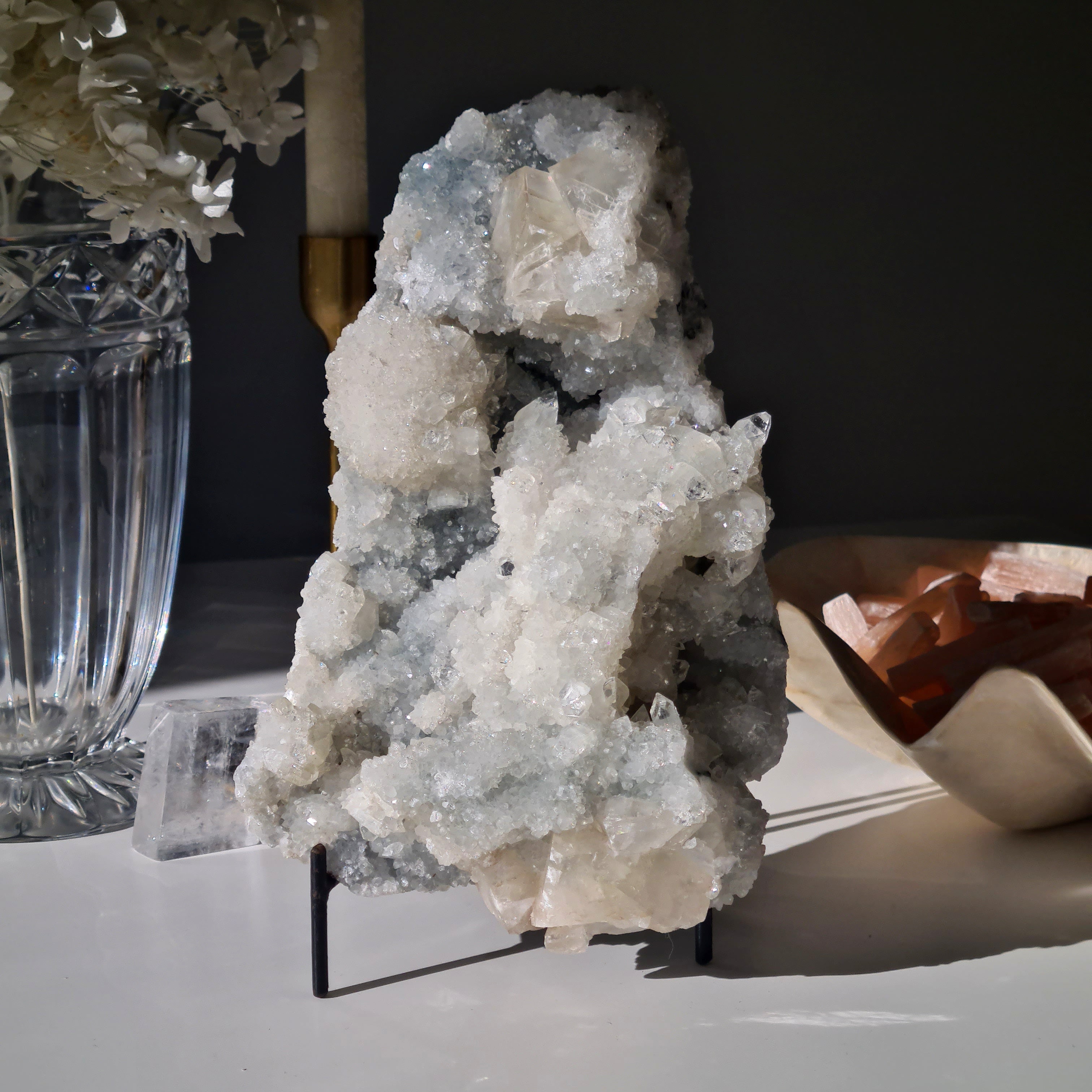 Apophyllite Crystal Cluster – Luminous Statement Piece
