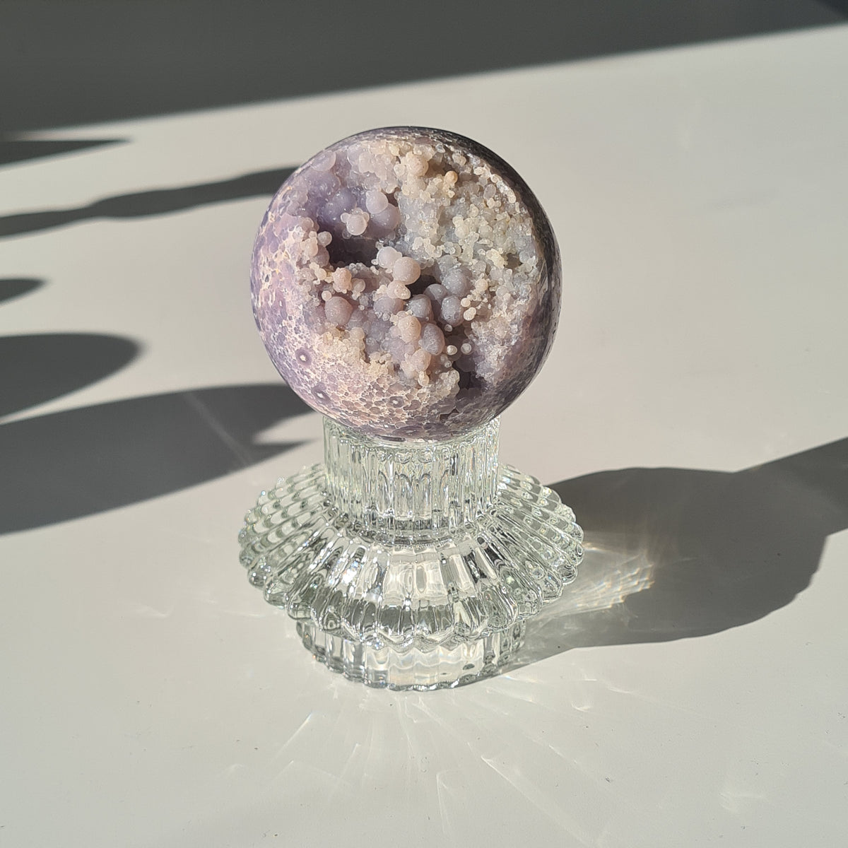 Grape Agate π Sphere With Glass Stand | D