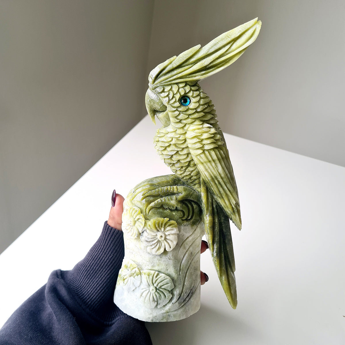 Jade Crystal Bird | 25 cm tall | Handcarved