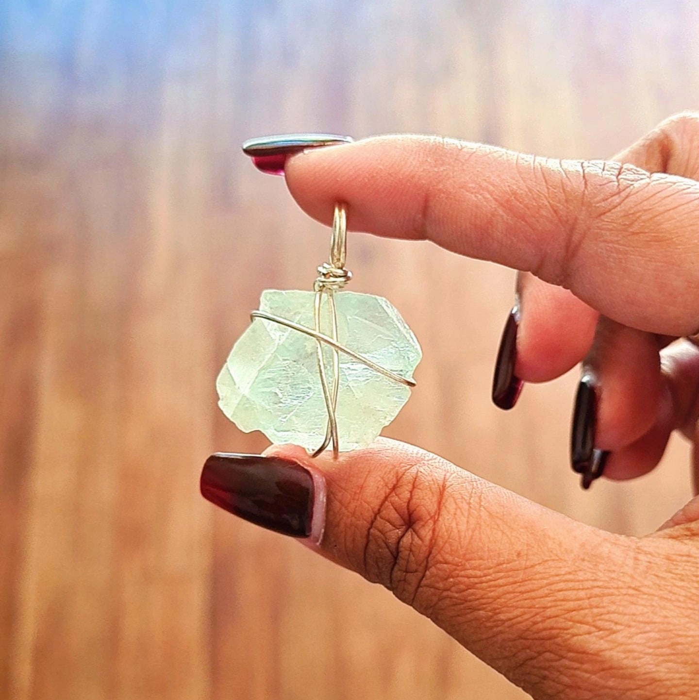 Fluorite Pendant | Silver Colour Wire