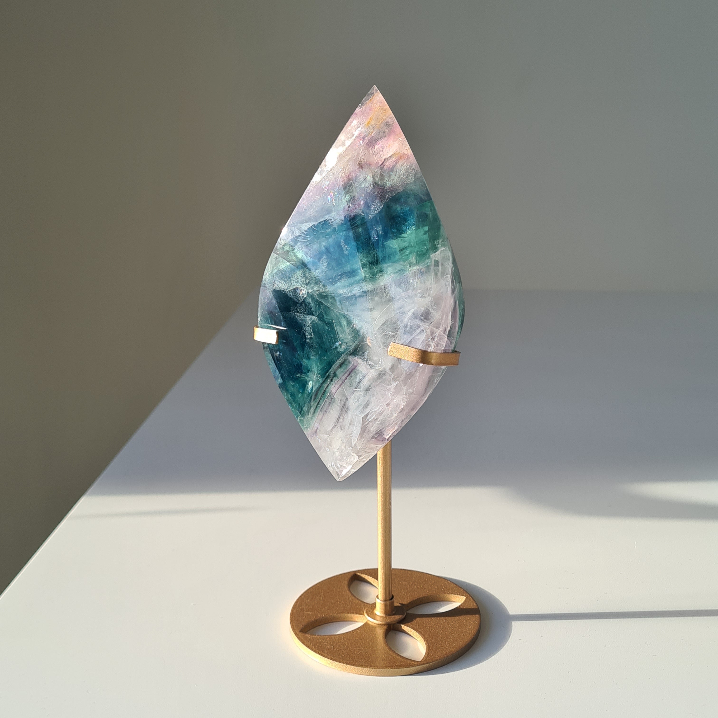 Dreamy Fluorite on Stand | Natural imperfections visible | 21.5 Cm tall with stand