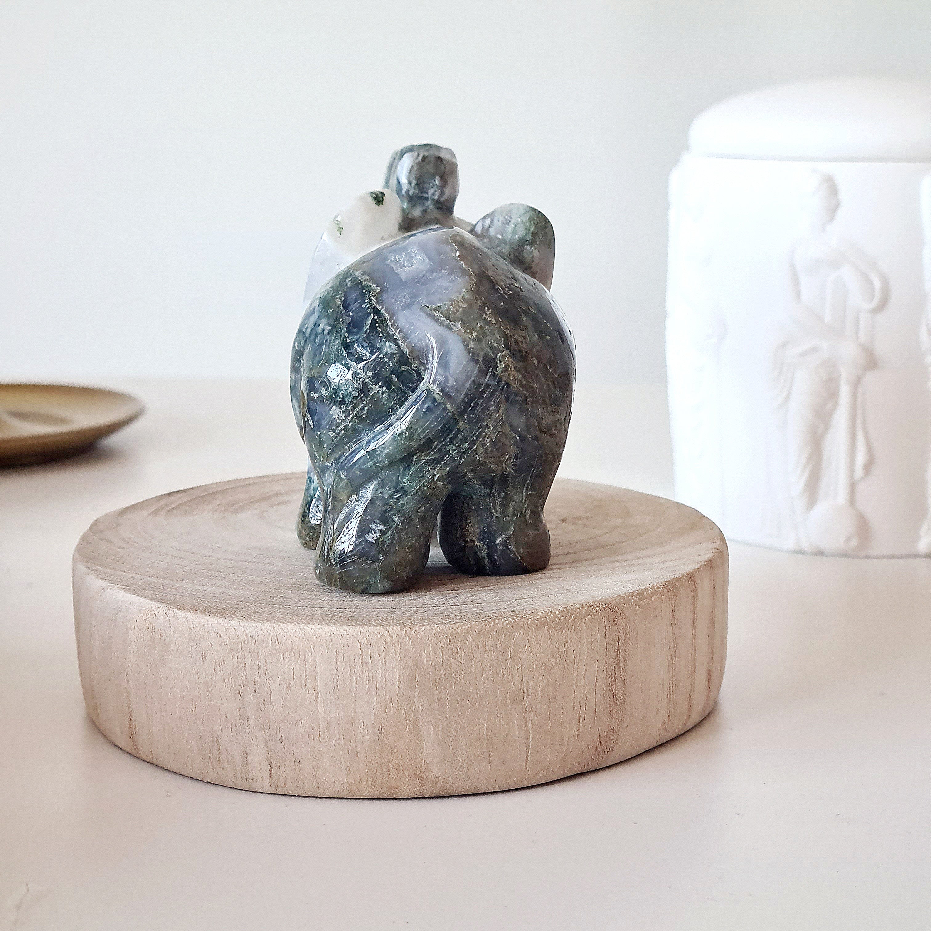 Moss Agate Elephant π | A | Appx 9.6 cm