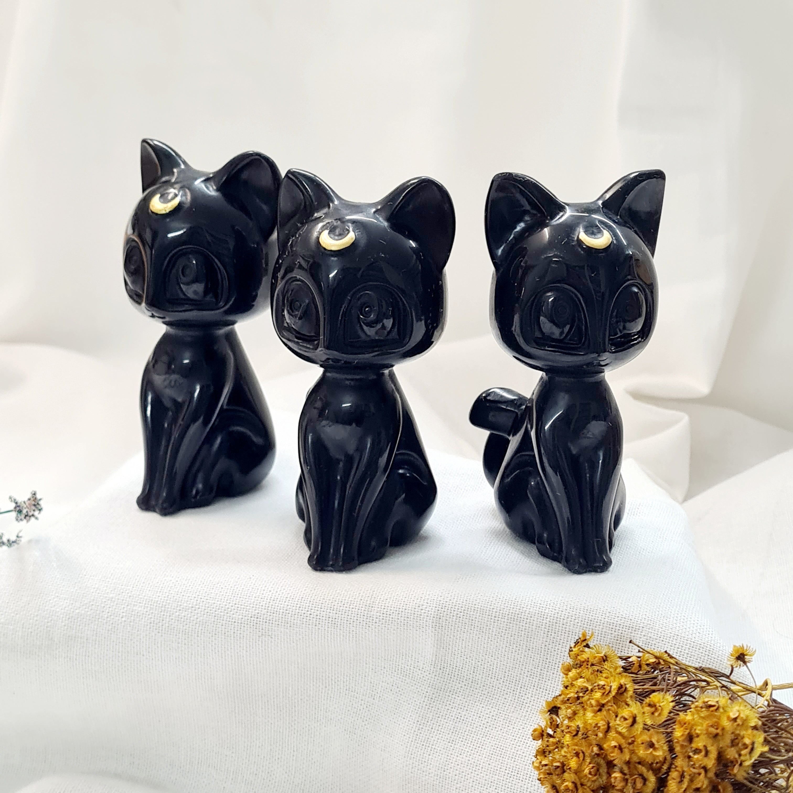 Luna Cat | Black Obsidian | 9 Cm tall