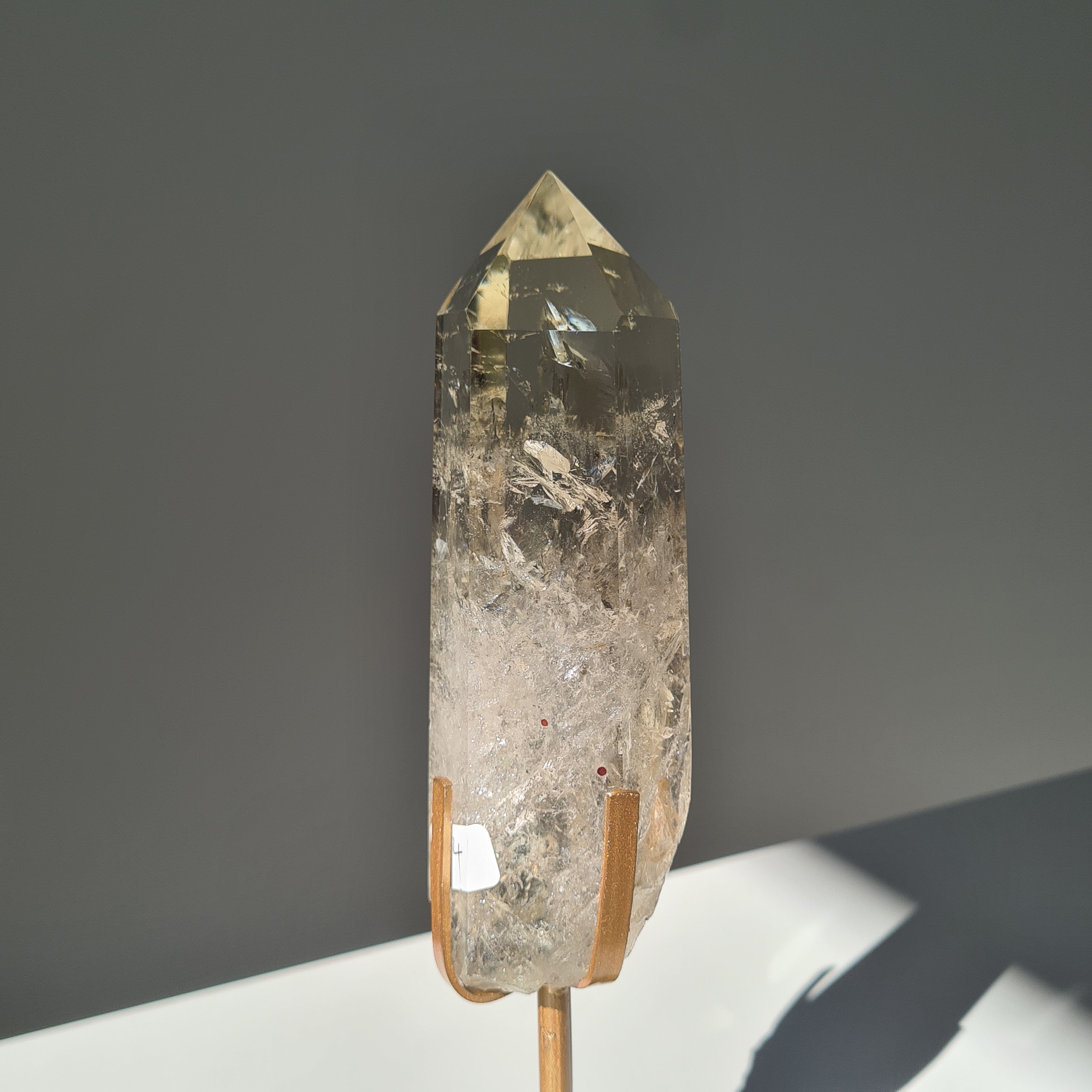 Citrine Crystal Wand With stand | Light Shade | C | Appx 19 cm tall including stand