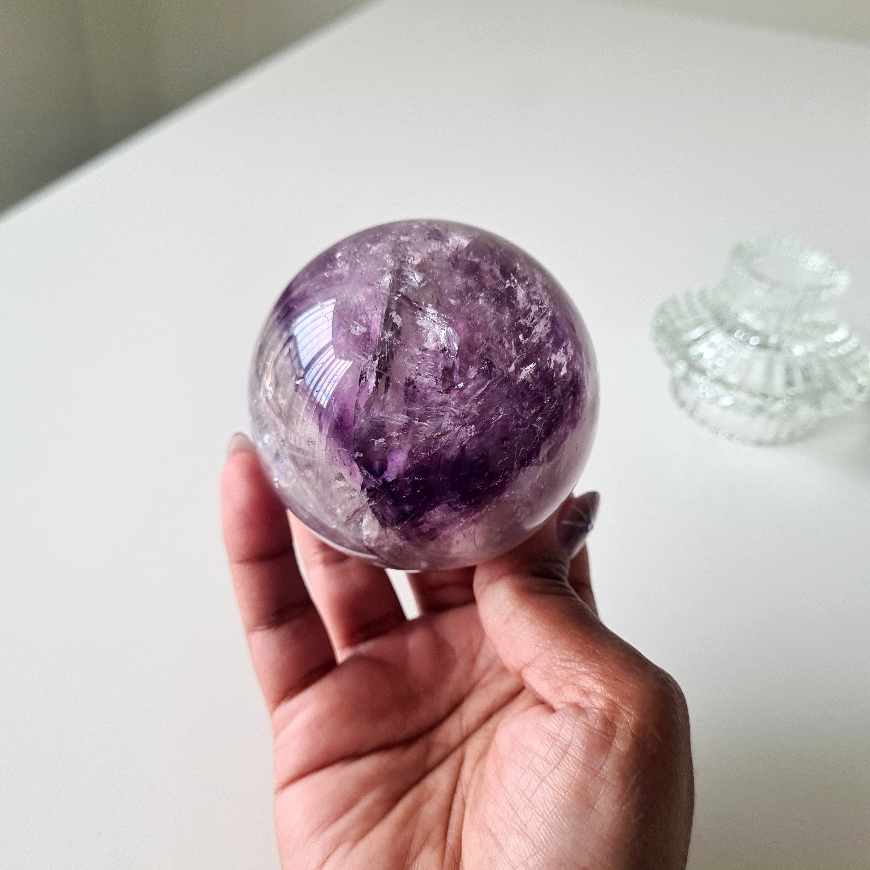 Amethyst Phantom Sphere with stand