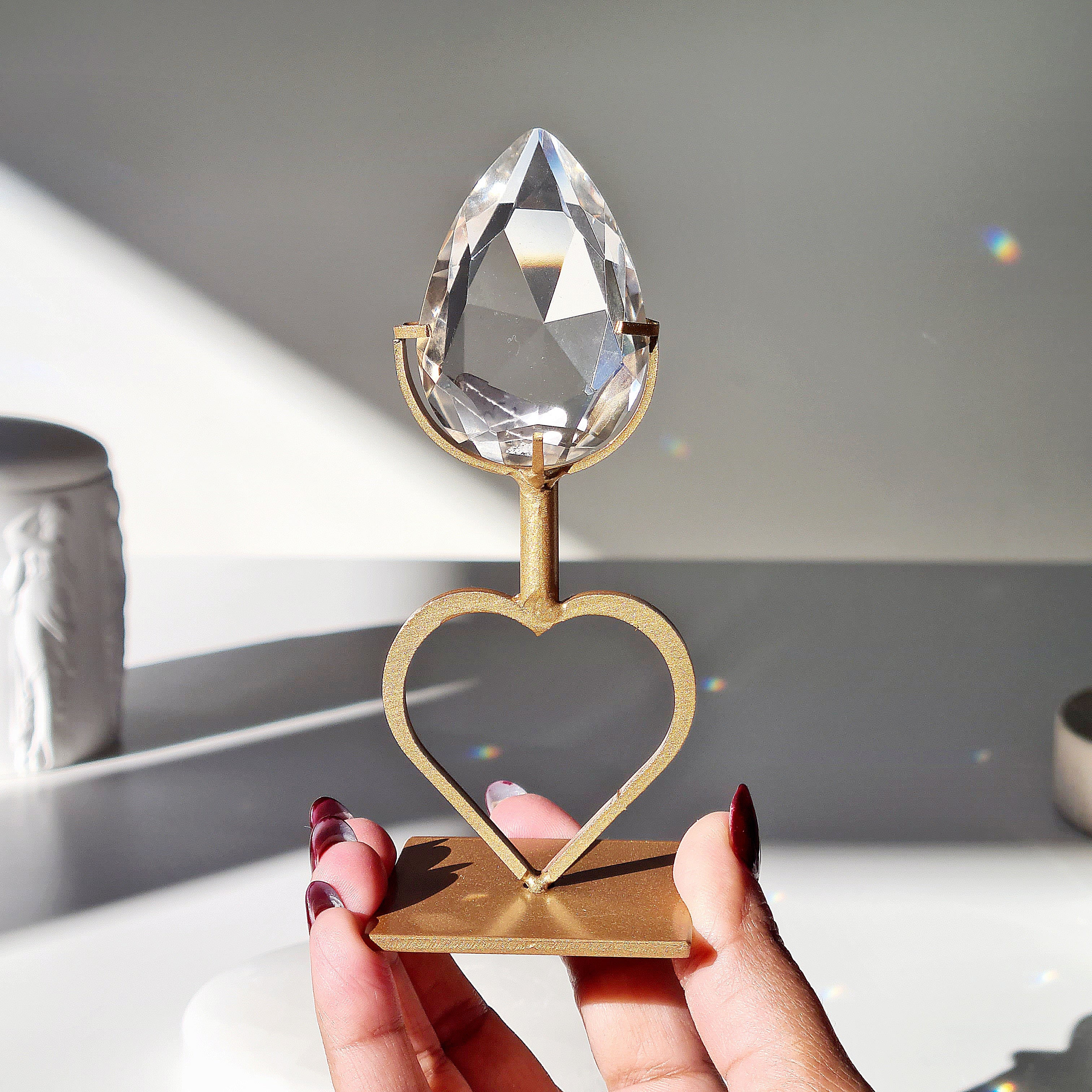 Heavenly Clear Quartz Faceted Gem | 12.1 cm including stand height