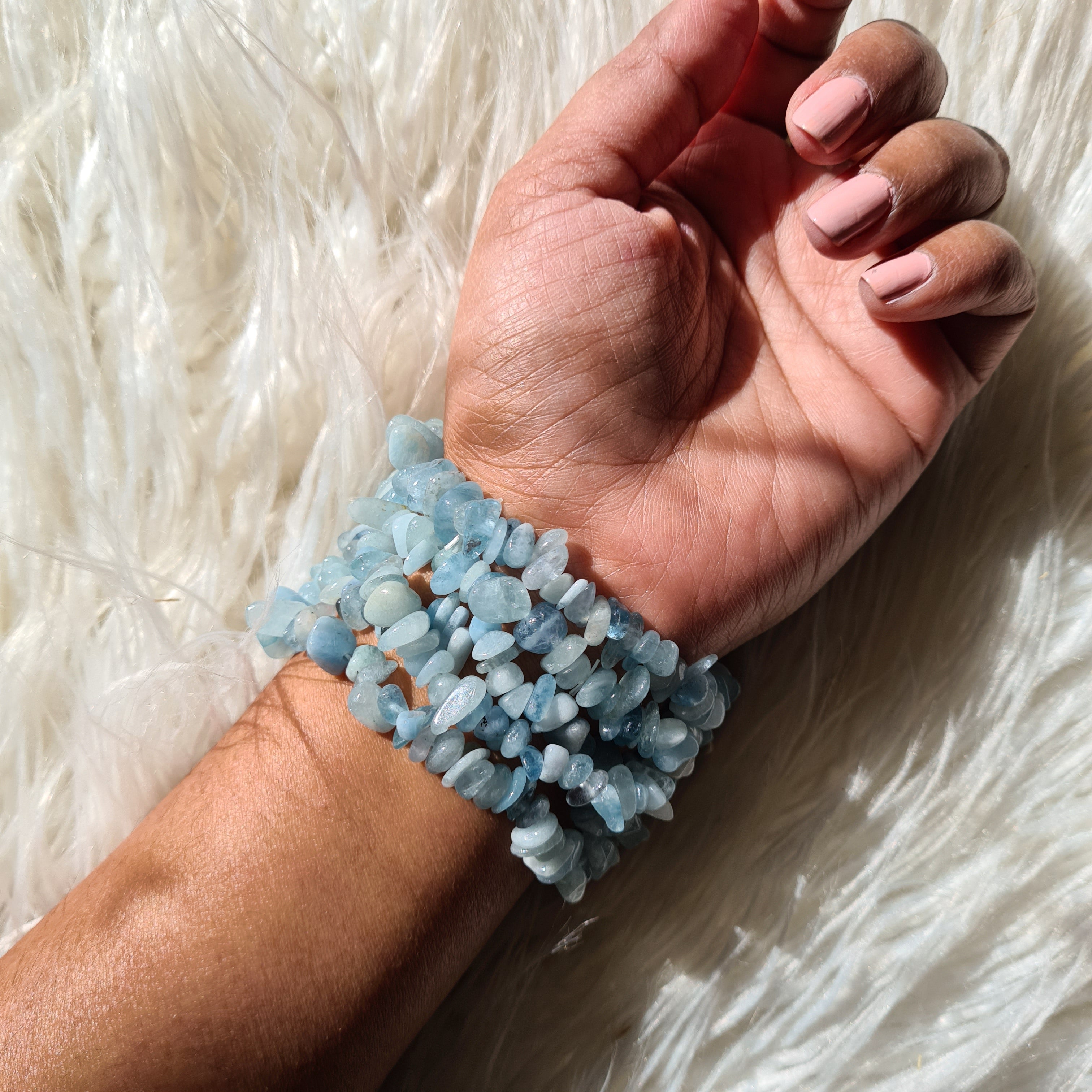 Aquamarine chips bracelet