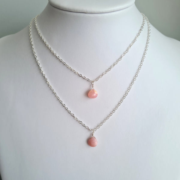 Pink Opal Necklace ~ Gentle healing (Silver)