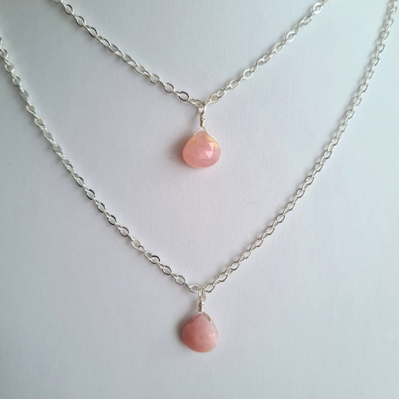 Pink Opal Necklace ~ Gentle healing (Silver)