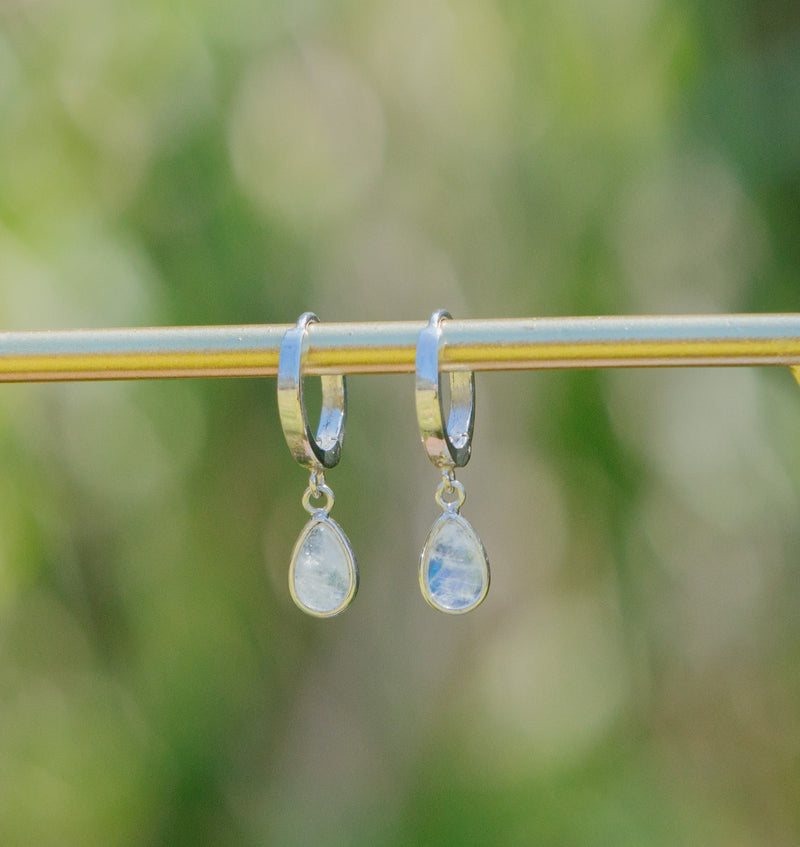 Rainbow Moonstone Hoops🌙