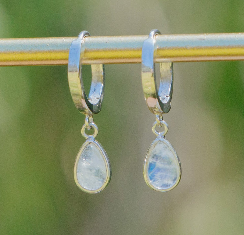 Rainbow Moonstone Hoops🌙
