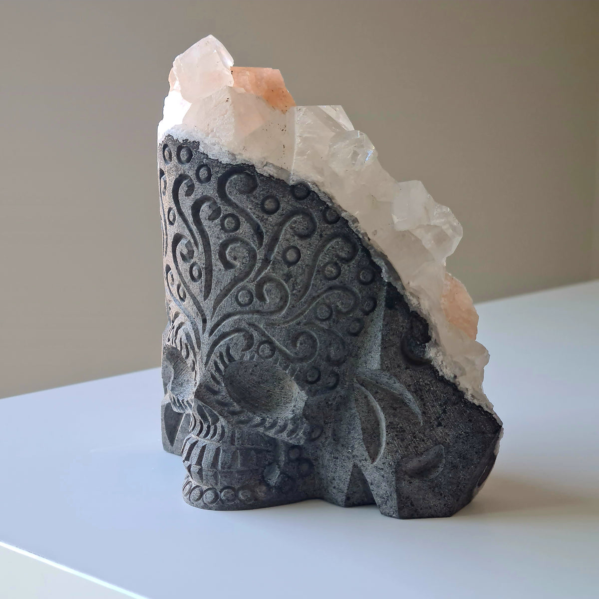 Captain Skully | Apophyllite Specimen Crusted Skull 💀 | 12 cm