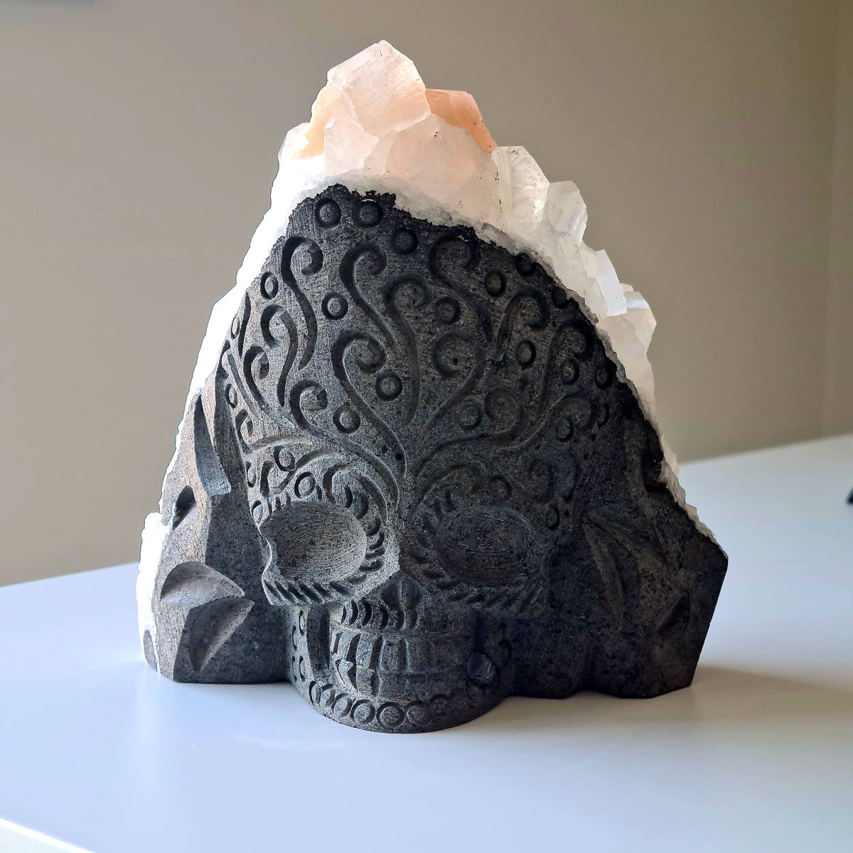 Captain Skully | Apophyllite Specimen Crusted Skull 💀 | 12 cm