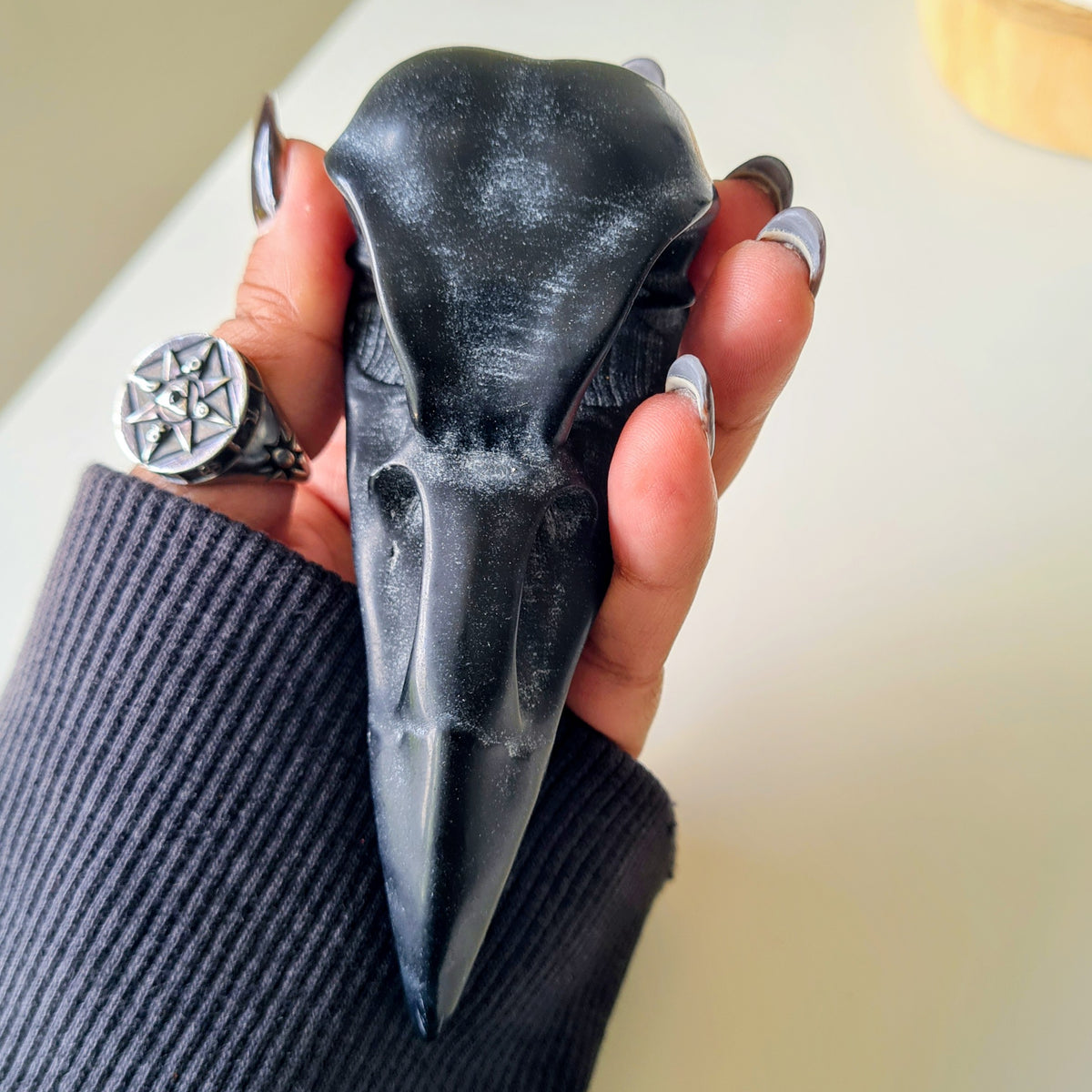 Obsidian Raven Skull | C | Appx 10 cm | Small Size