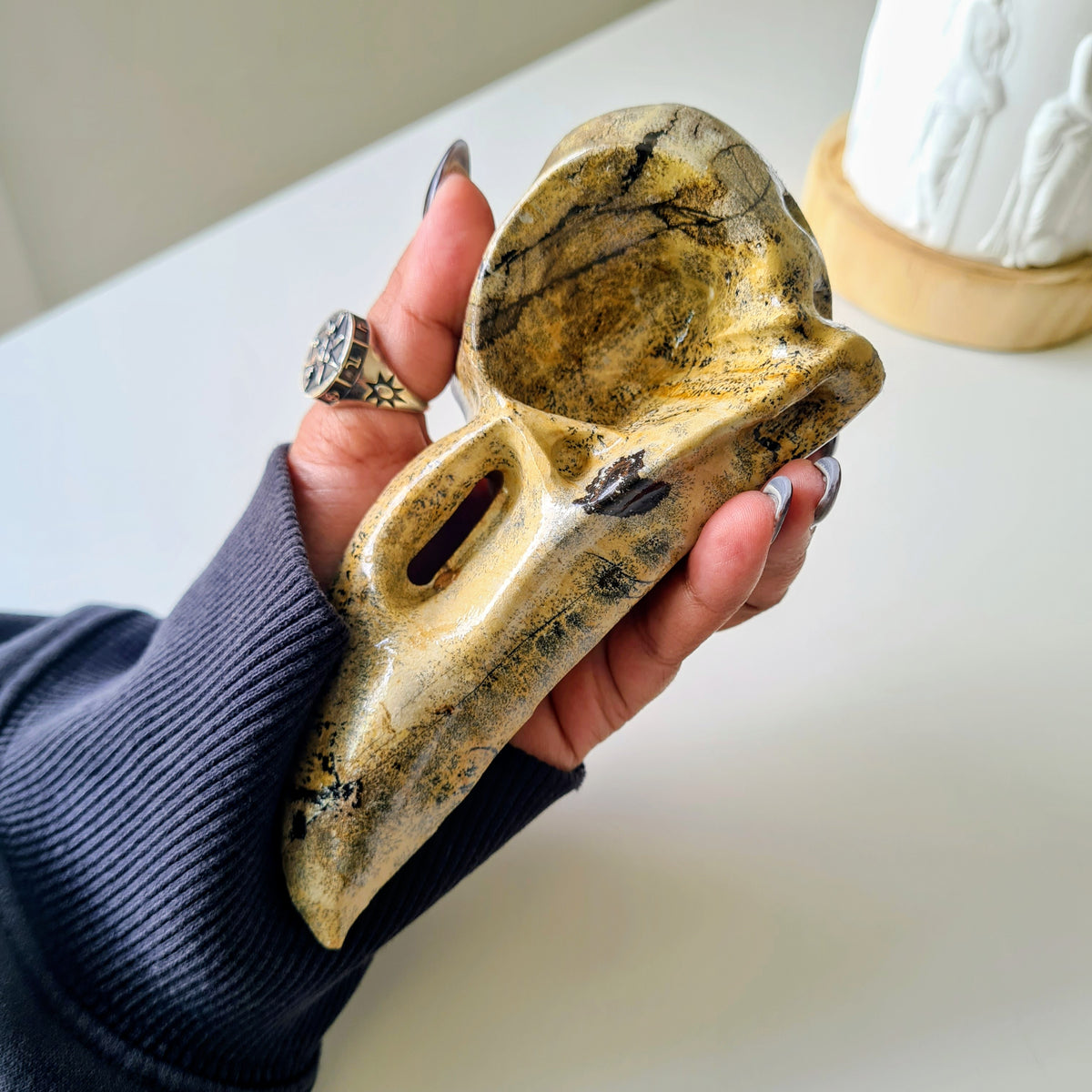 Picture Jasper Raven Skull | 14.5 cm