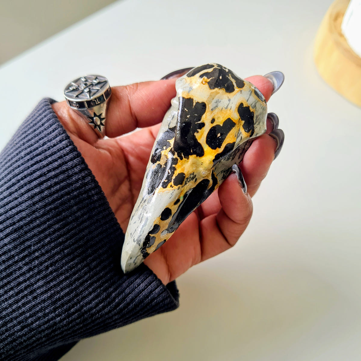 Picture Jasper Raven Skull | Appx 7 cm | Mini