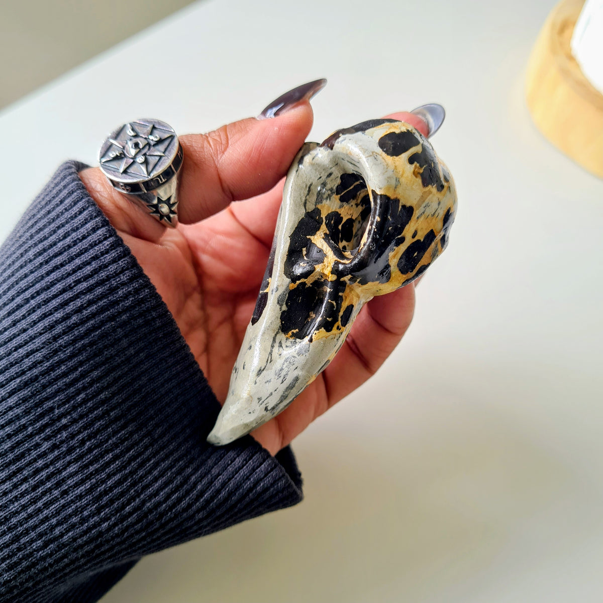 Picture Jasper Raven Skull | Appx 7 cm | Mini