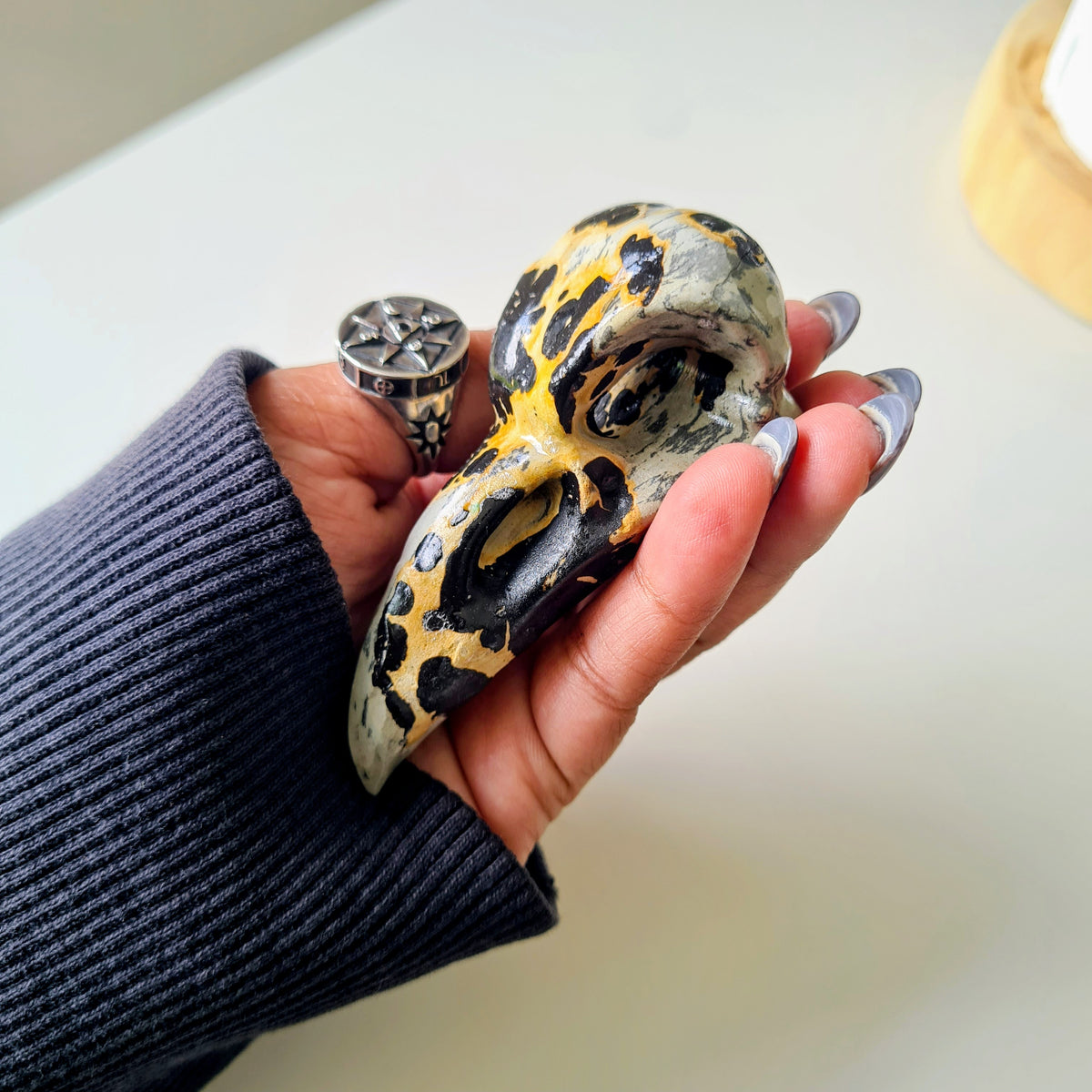 Picture Jasper Raven Skull | Appx 7 cm | Mini