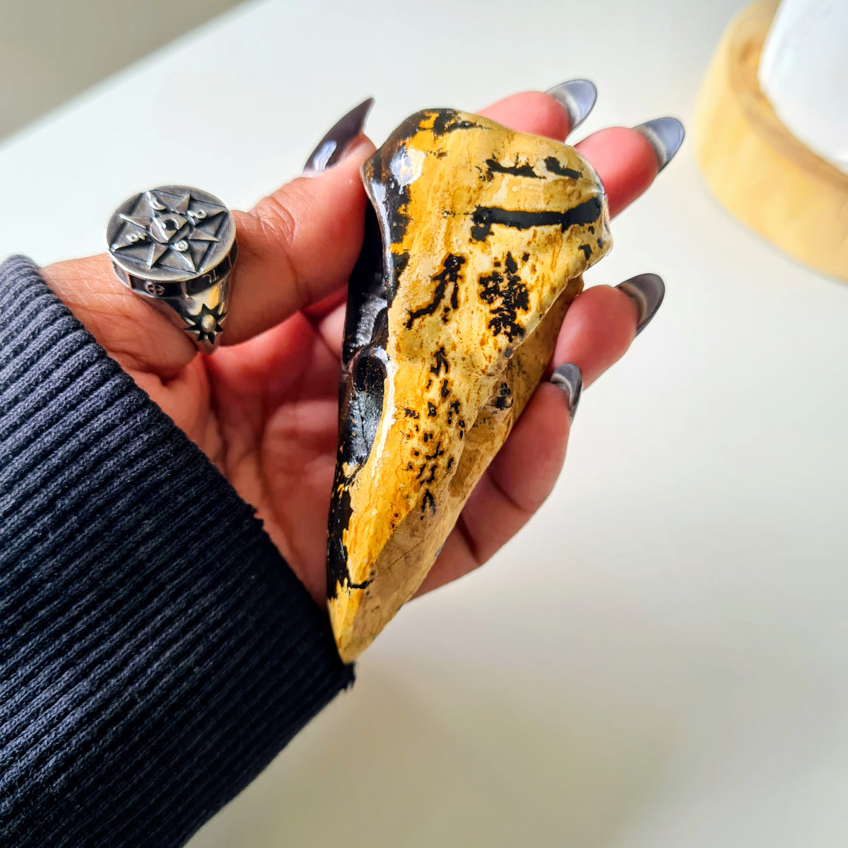 Picture Jasper Raven Skull | Appx 7 cm | Mini