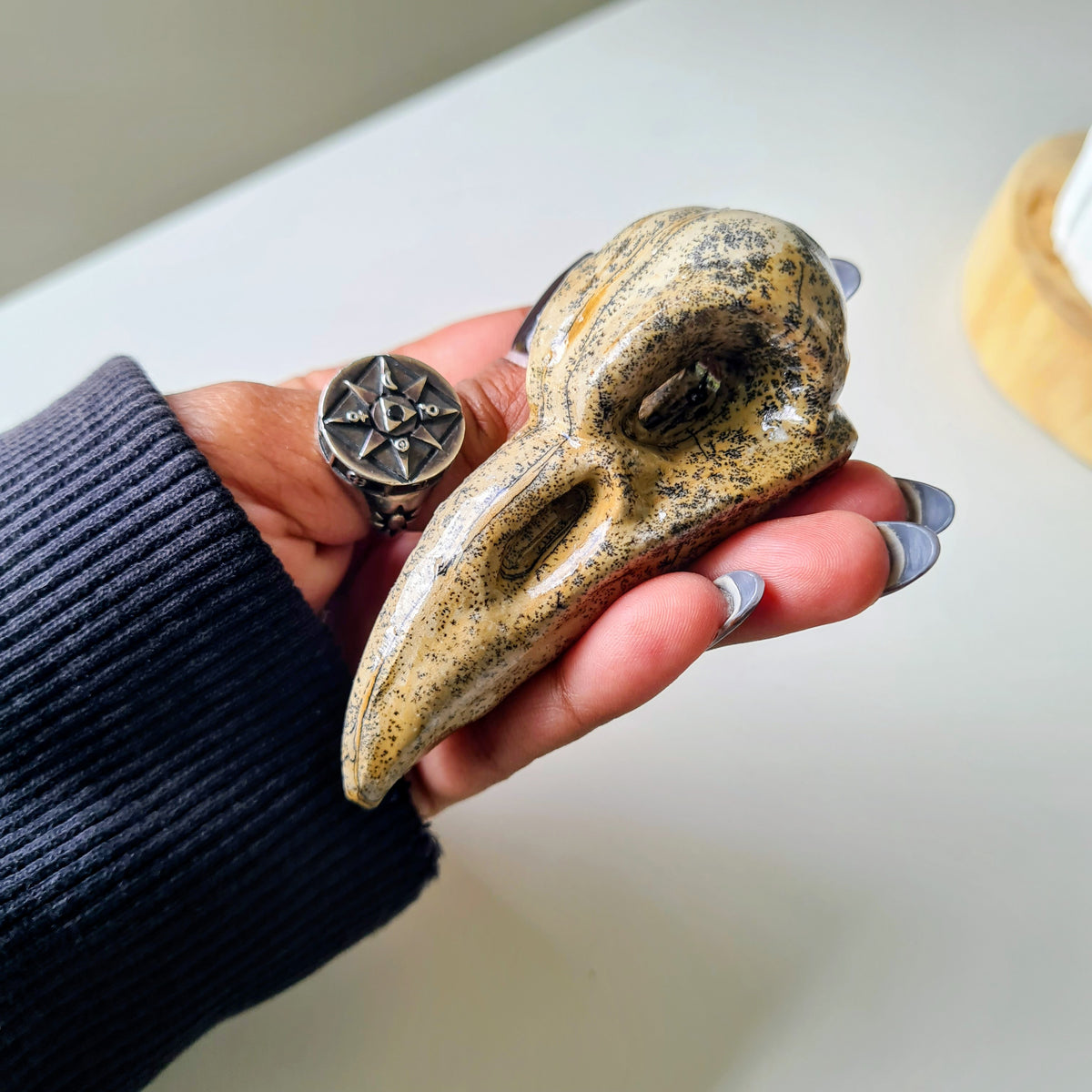 Picture Jasper Raven Skull | Appx 7 cm | Mini