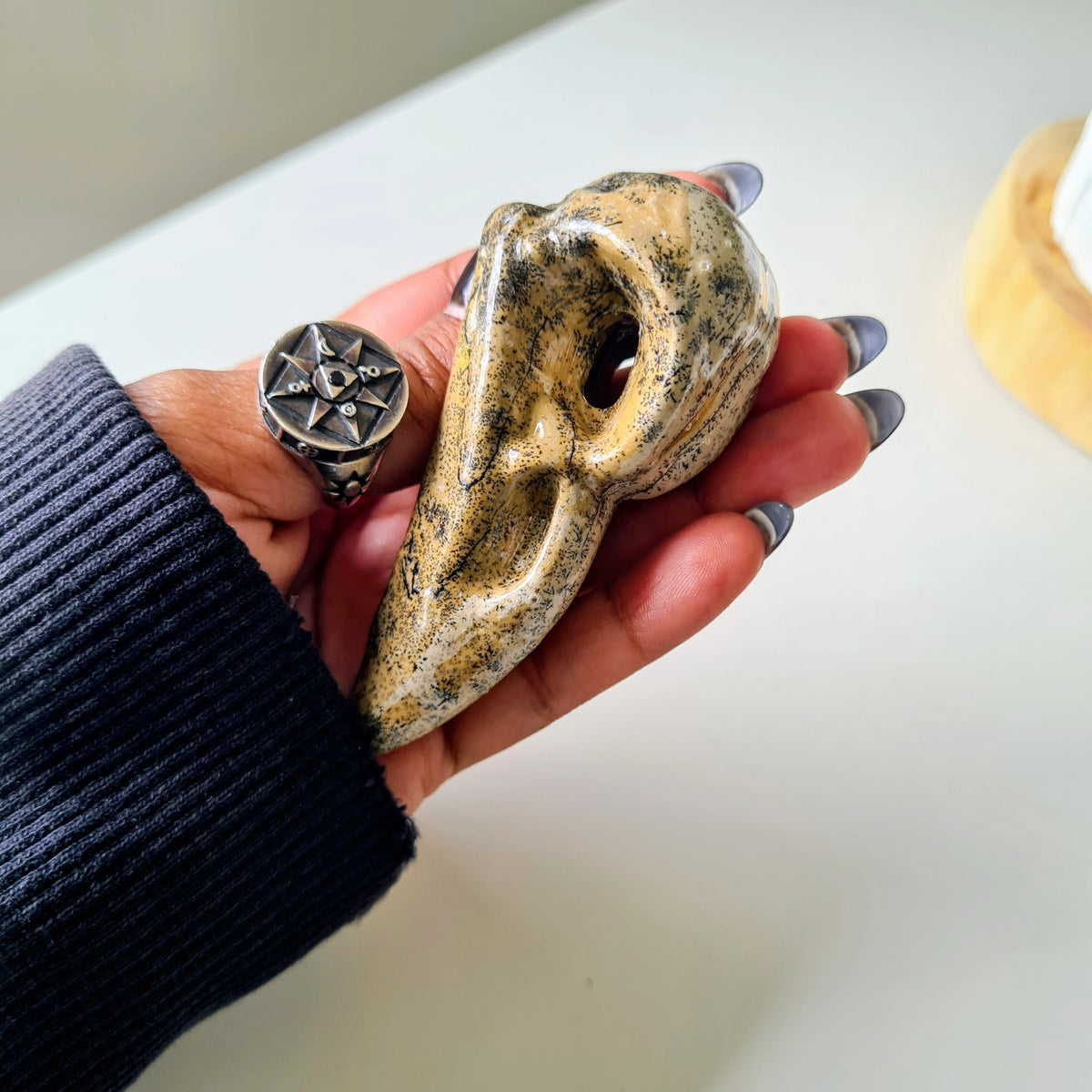 Picture Jasper Raven Skull | Appx 7 cm | Mini