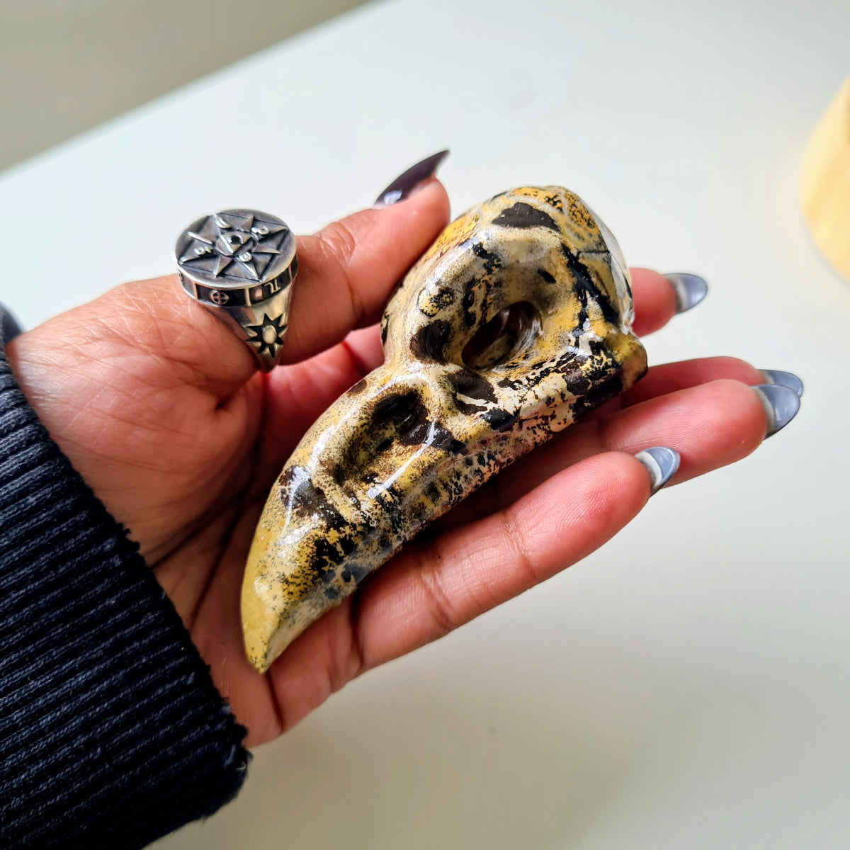 Picture Jasper Raven Skull | Appx 7 cm | Mini