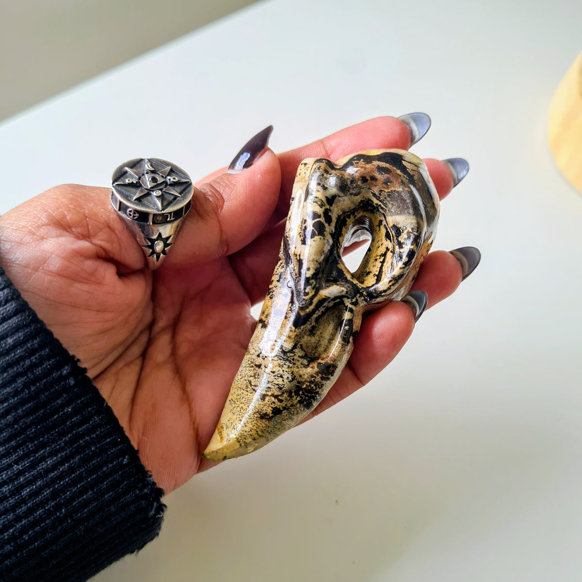 Picture Jasper Raven Skull | Appx 7 cm | Mini