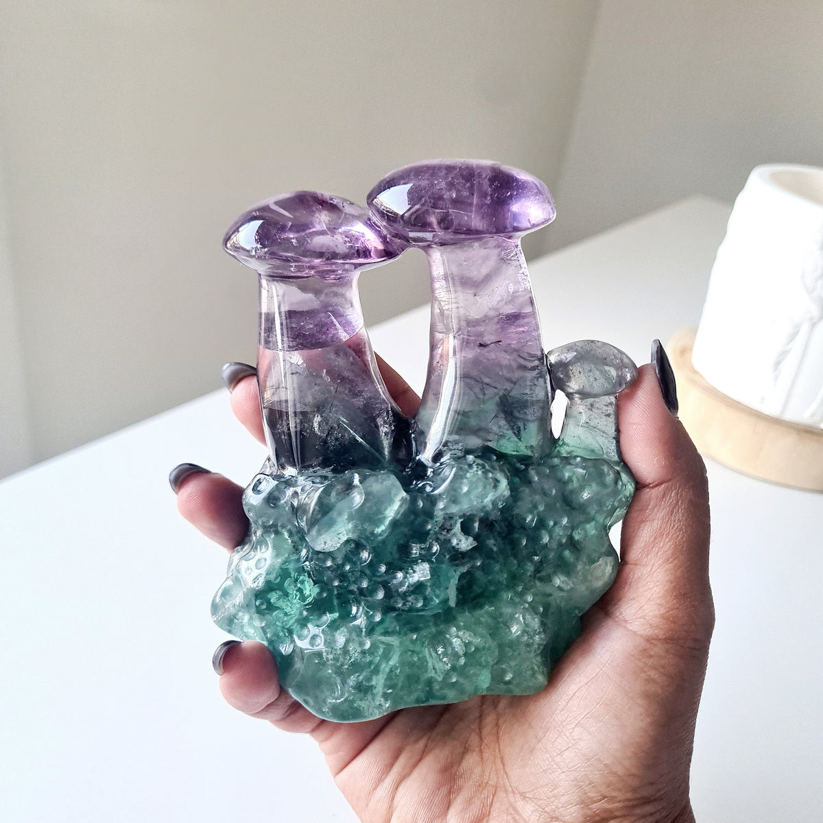 Fluorite Crystal Mushroom family🍄 | 10.6 cm tall