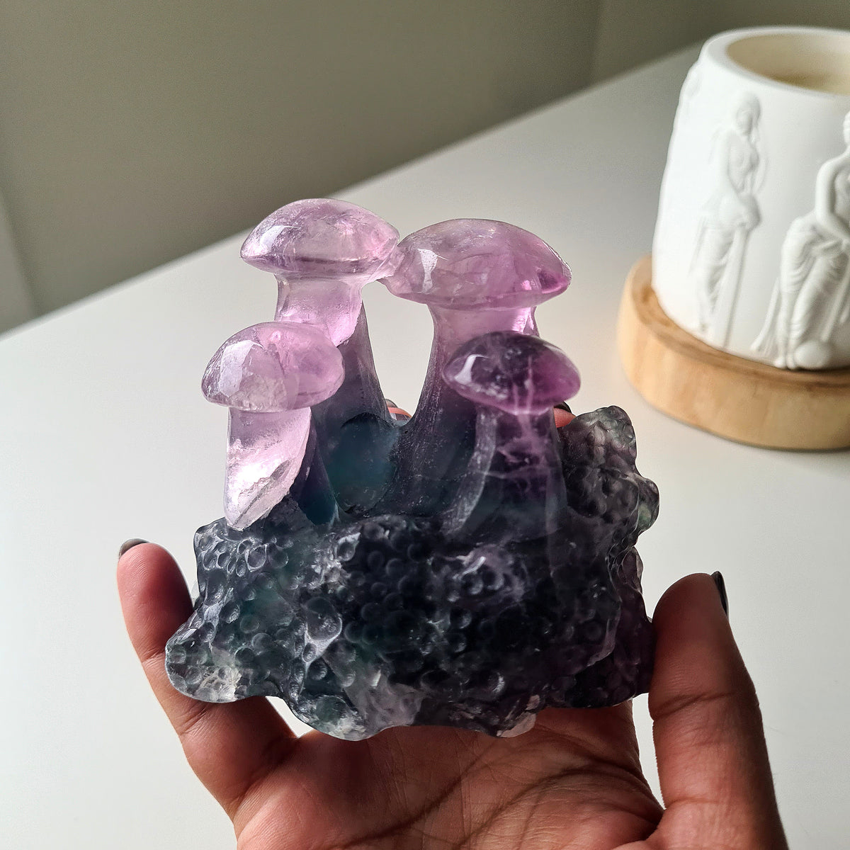 Fluorite Crystal Mushroom Family 🍄 | 8.7 cm