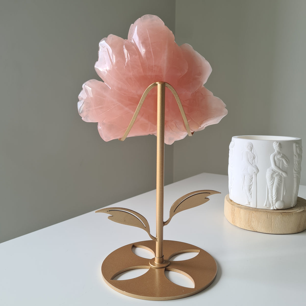 Rose Quartz Flower On Stand | 16 cm