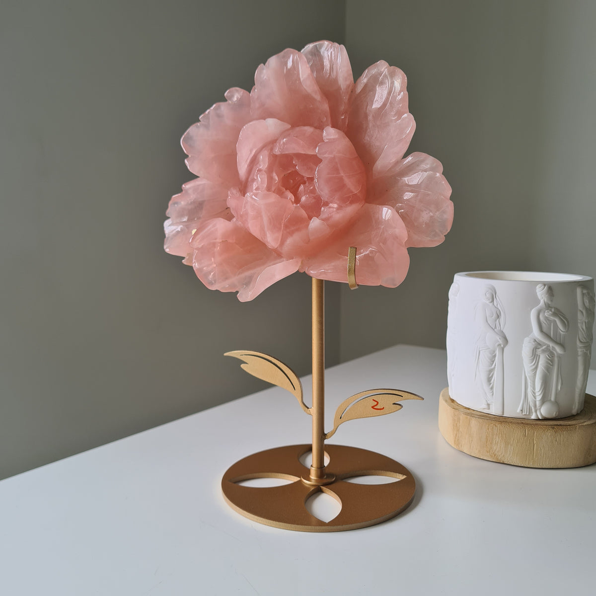Rose Quartz Flower On Stand | 16 cm