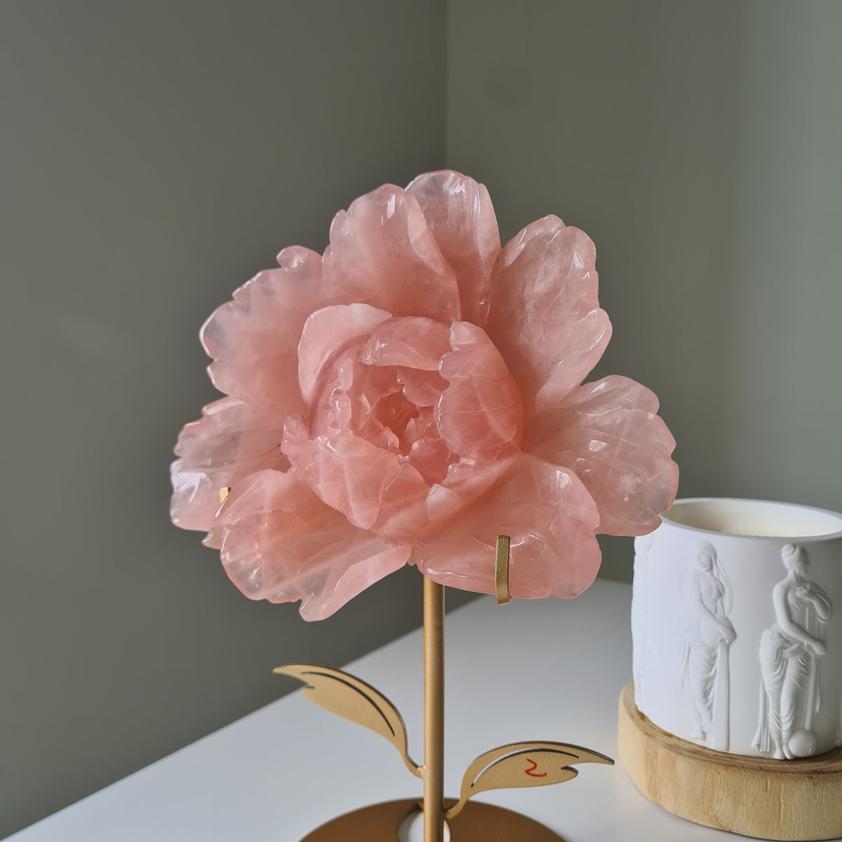 Rose Quartz Flower On Stand | 16 cm