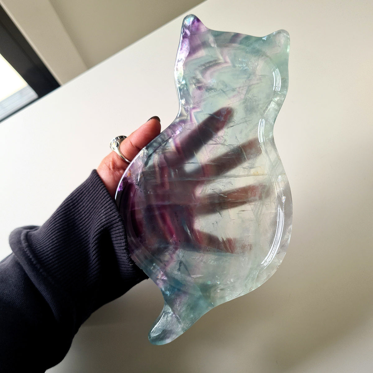 Fluorite Cat Dish 🐈 | 24.5 cm | Incredible Rainbows