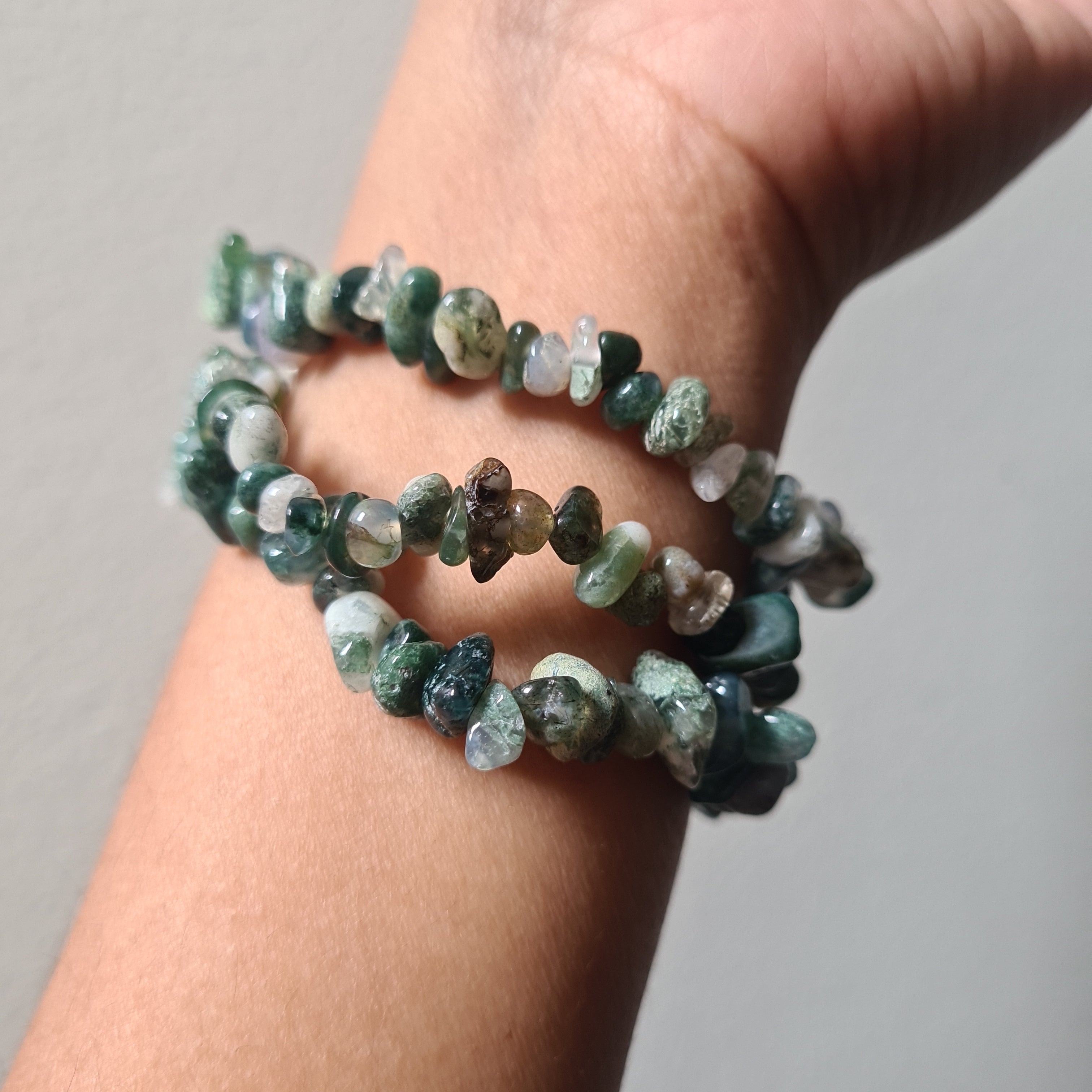 Grounding | Moss Agate Crystal Chips Bracelet