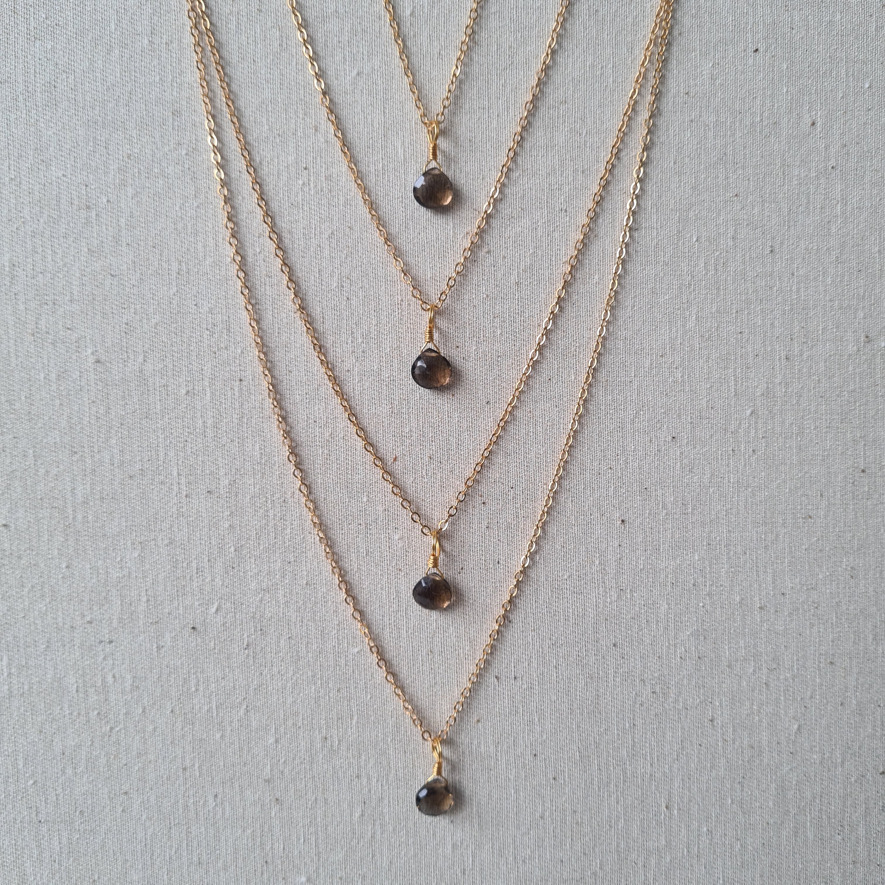 Smokey Quartz Necklace ~ Grounding & Protection (Gold)