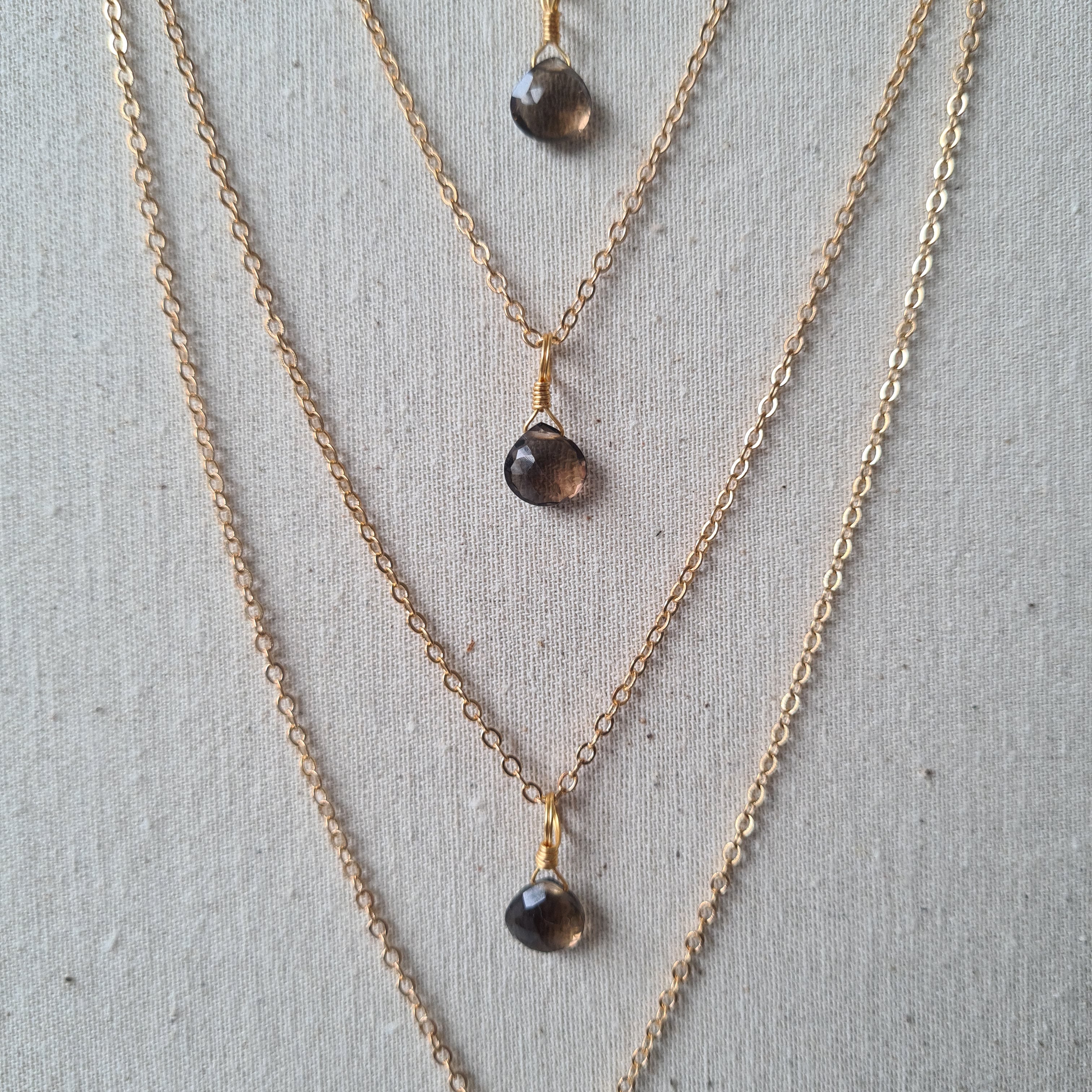 Smokey Quartz Necklace ~ Grounding & Protection (Gold)