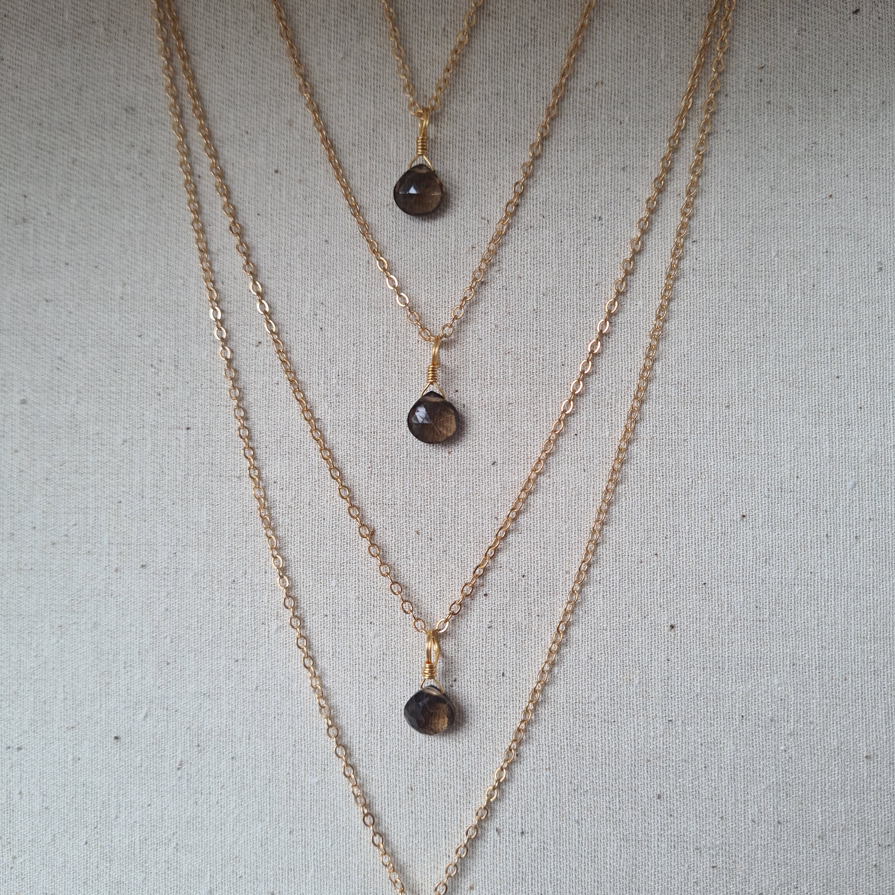 Smokey Quartz Necklace ~ Grounding & Protection (Gold)