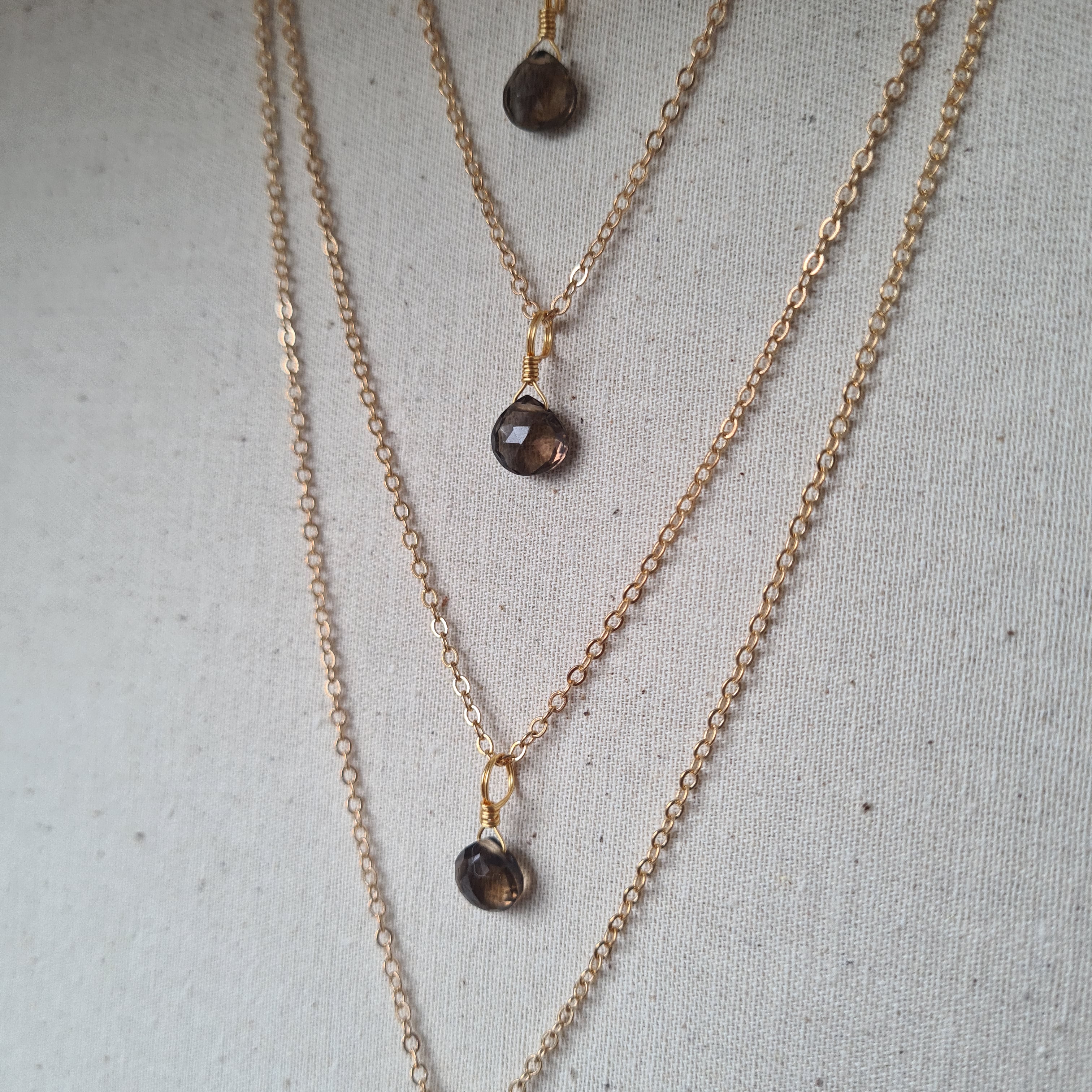 Smokey Quartz Necklace ~ Grounding & Protection (Gold)