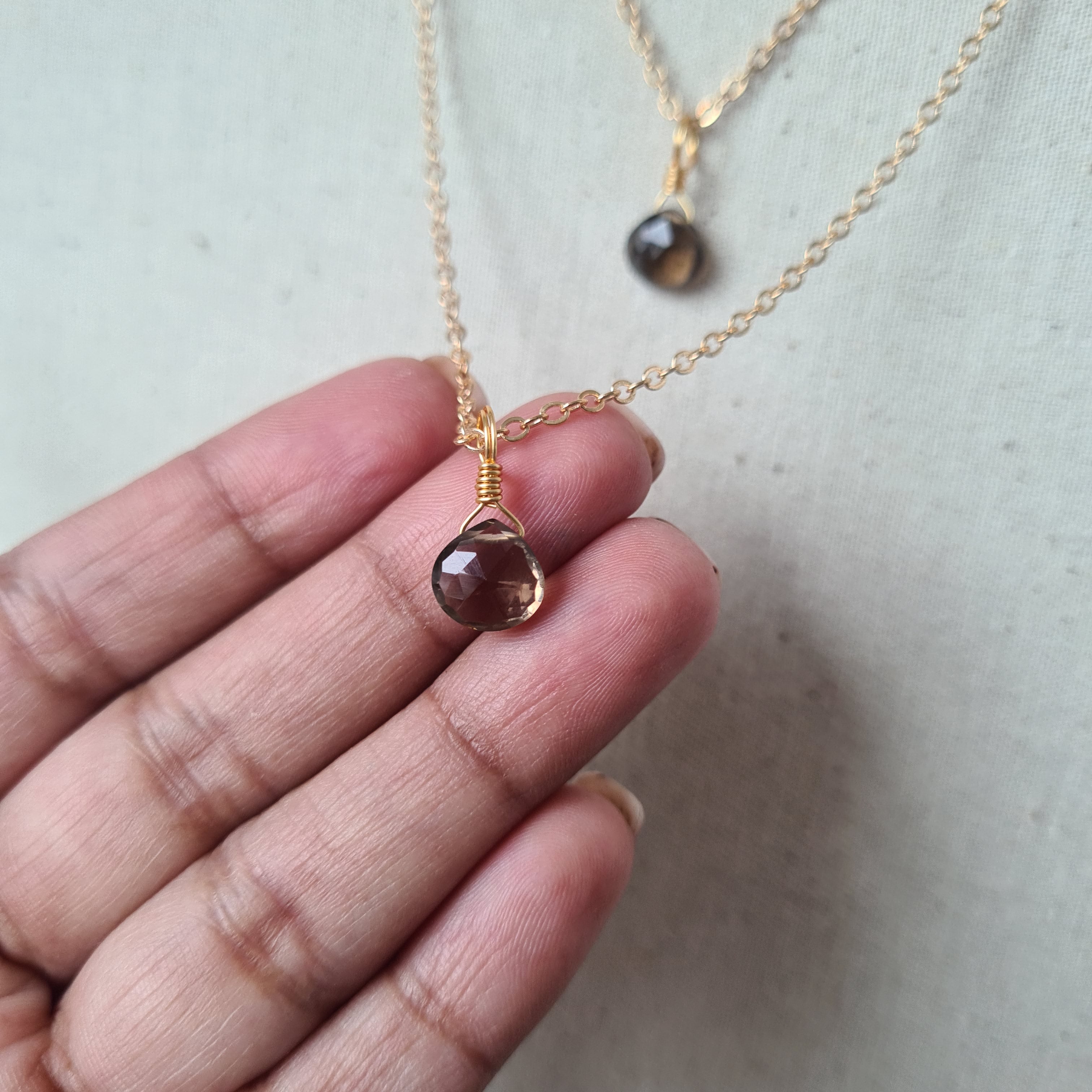 Smokey Quartz Necklace ~ Grounding & Protection (Gold)